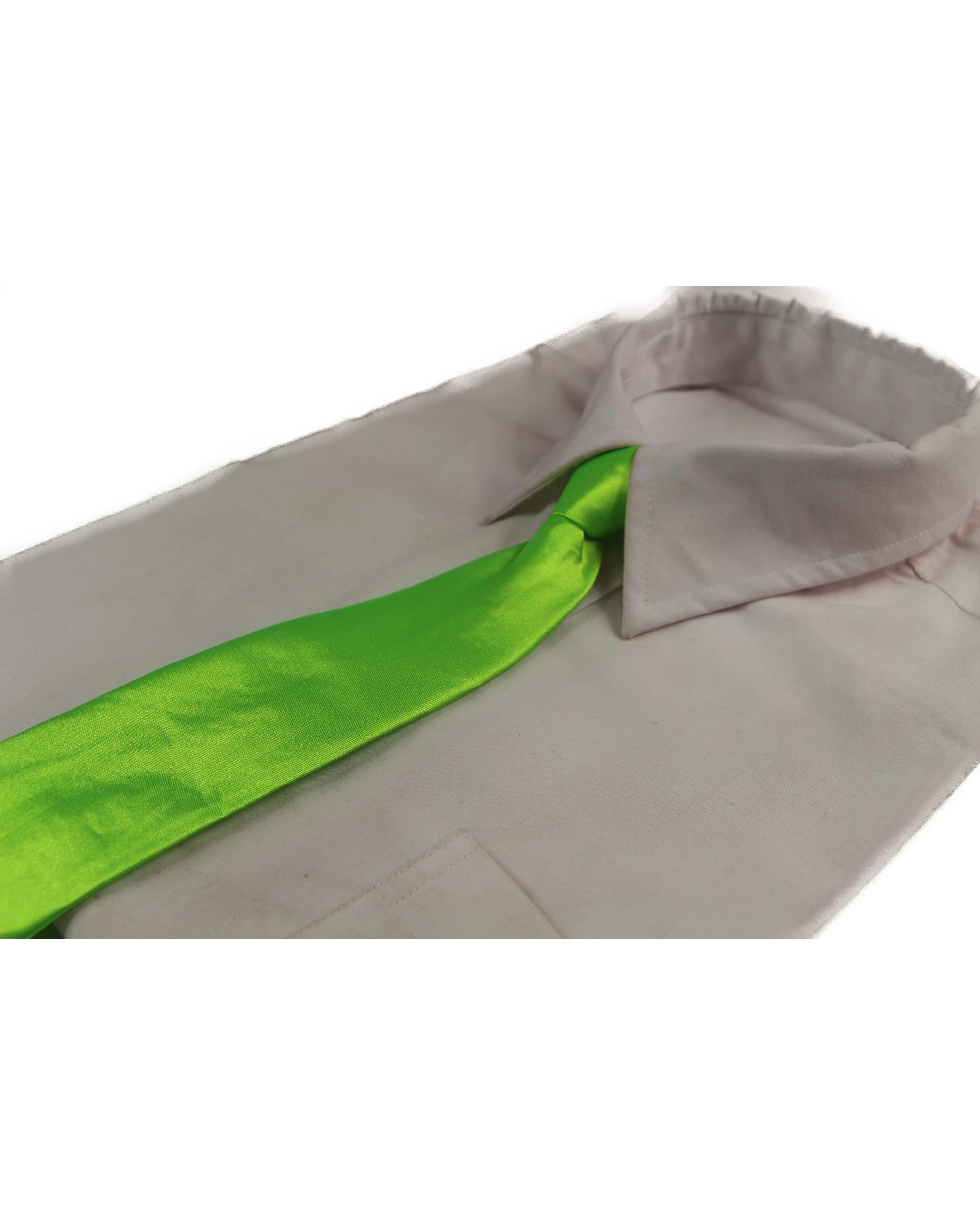 1 Zasel Kids Boys Fluro Green Elastic Plain Neck Tie, 1 of 1