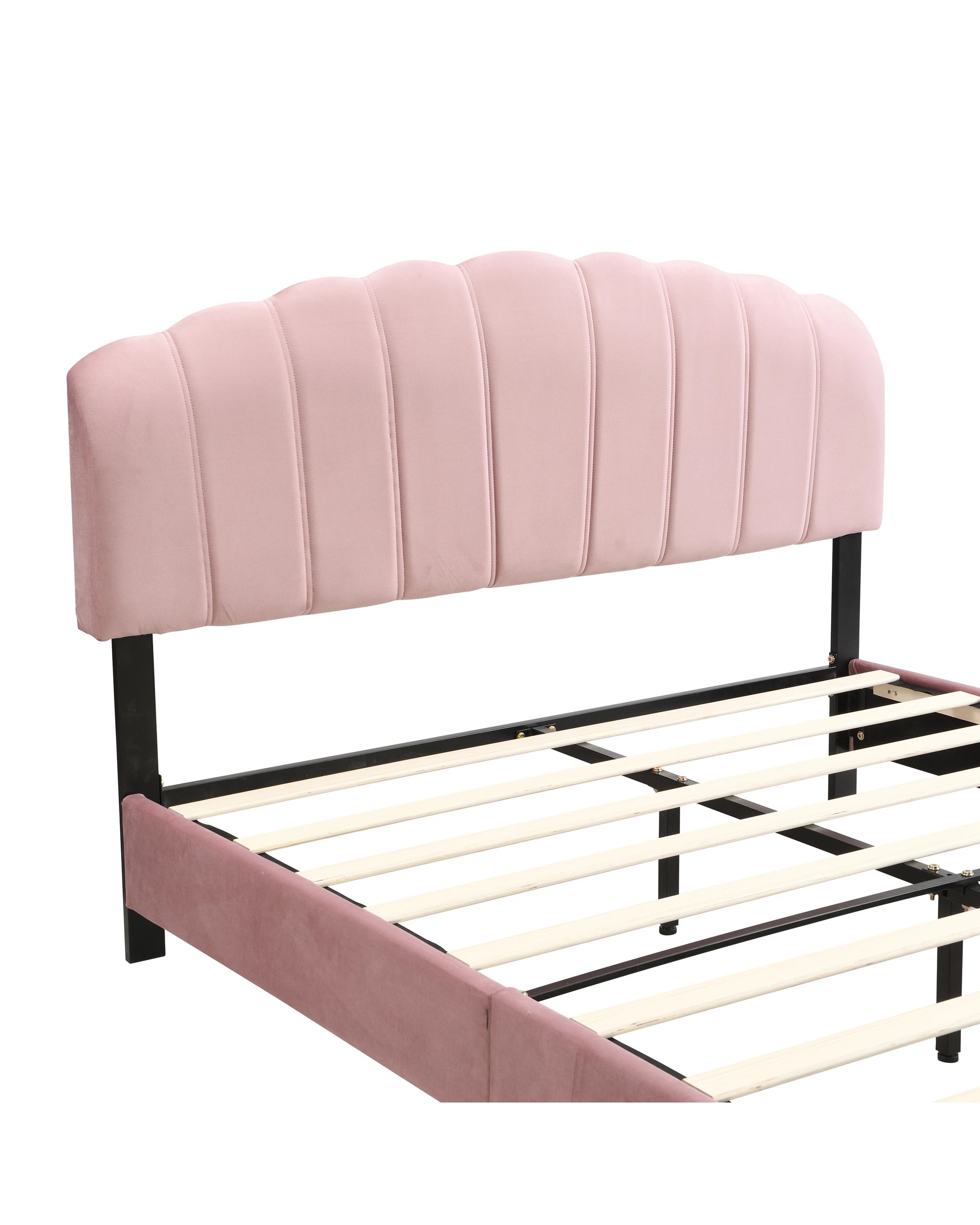 5 IHOMDEC BEF04 Shell Double Bed Frame - Pink - Pink, 5 of 10