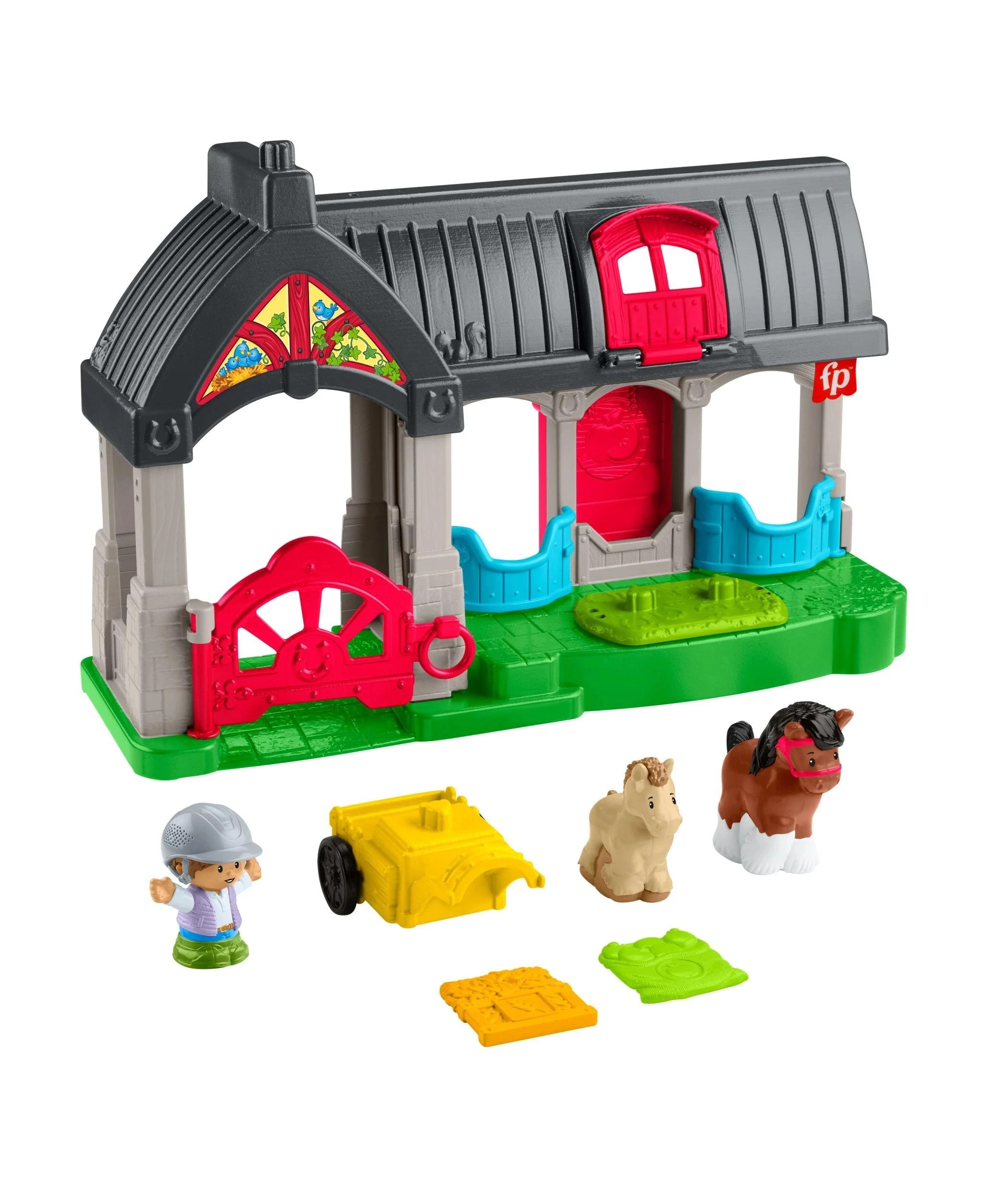 2 Mattel Fisher-Price Little People Friendly Horses Stable Toddler Playset - Multi, 2 of 6