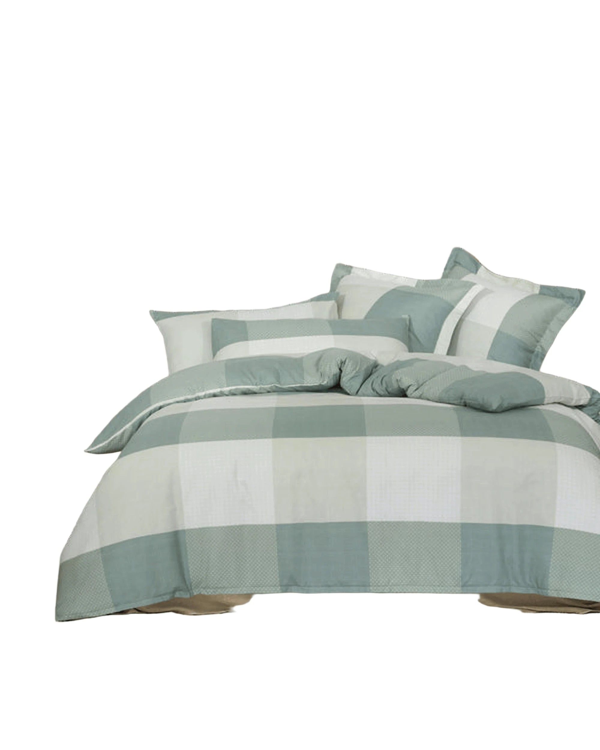 1 Amsons Quilt Cover Set With European Pillow Covers - Double Bed - Green, 1 of 5