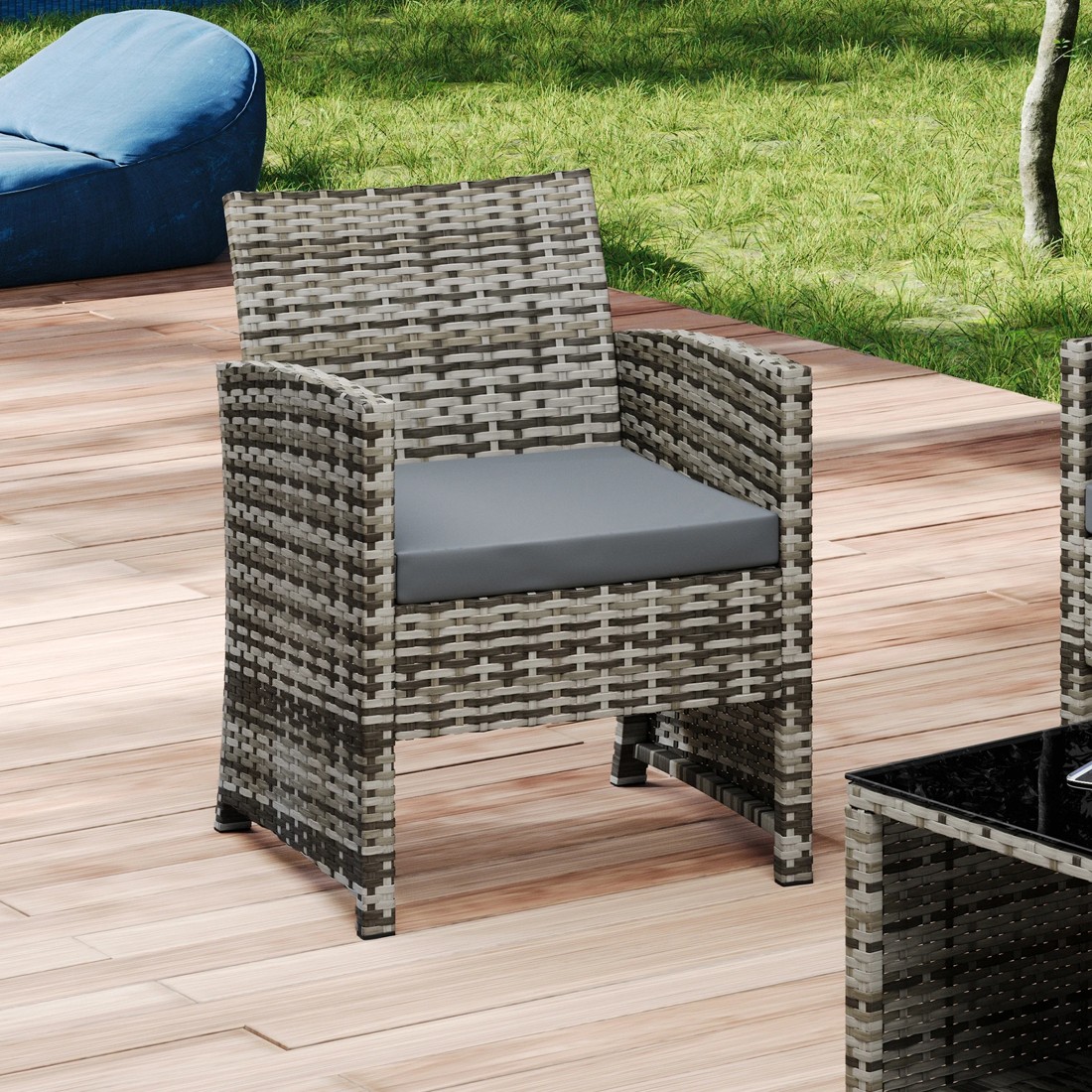 6 Alfordson Outdoor Furniture 4PCS Garden Patio Chairs Table Set Wicker - Mixed Grey, 6 of 10
