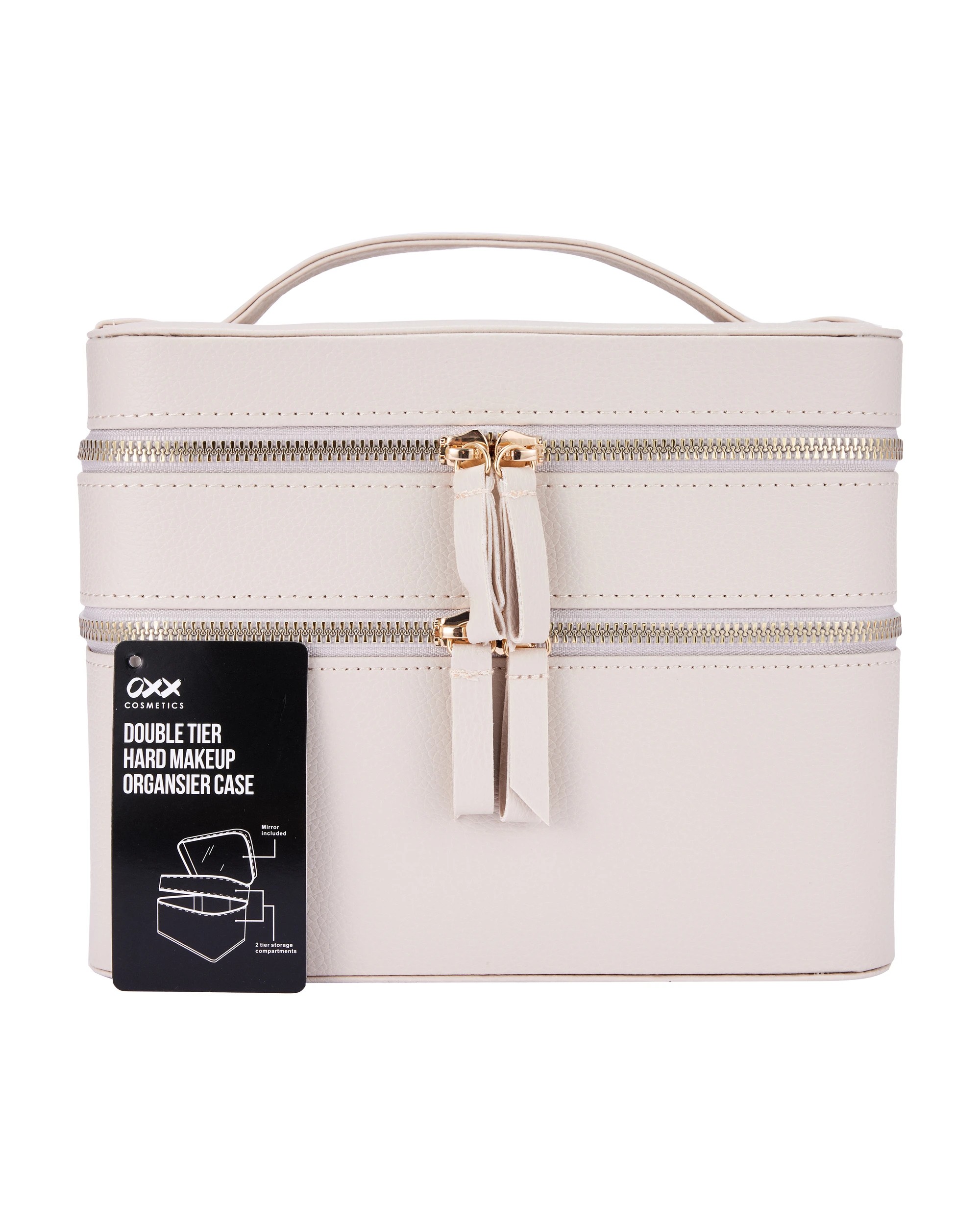 8 OXX Cosmetics Double Tier Hard Makeup Organiser Case - Beige, 8 of 8