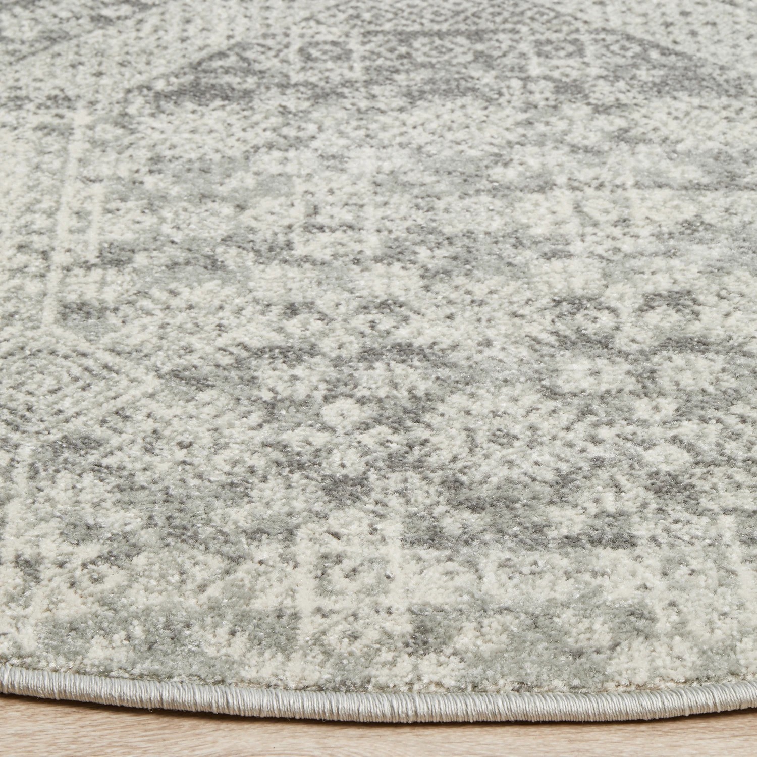 5 Common Ground Rugs Phantom 351 240x240cm - Large Round Power Loomed Pet Friendly Rug - Silver, 5 of 9