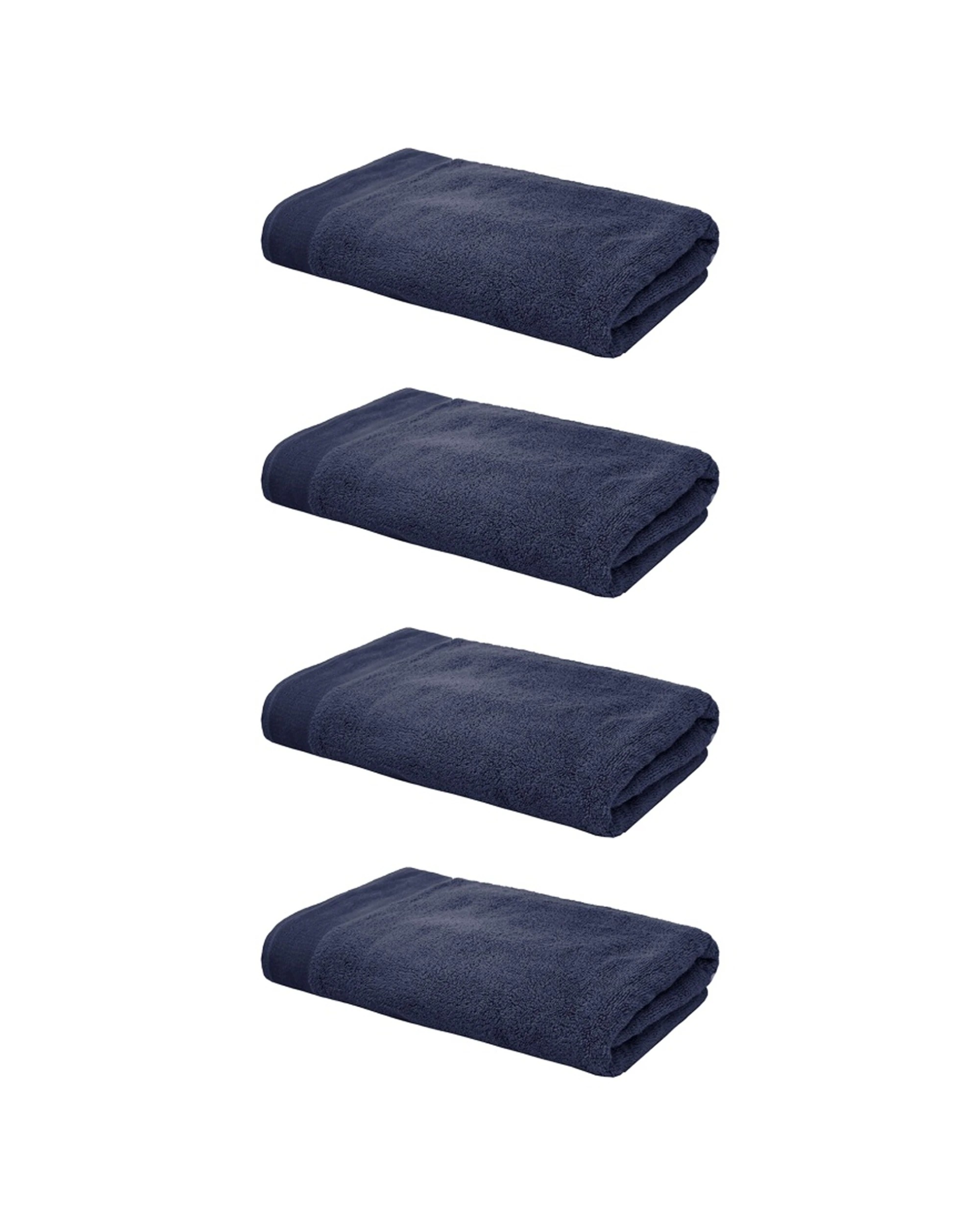 1 Bambury Elvire 600gsm Soft Absorbent Cotton Bath Towel 4PK 68x137cm - Blue, 1 of 7