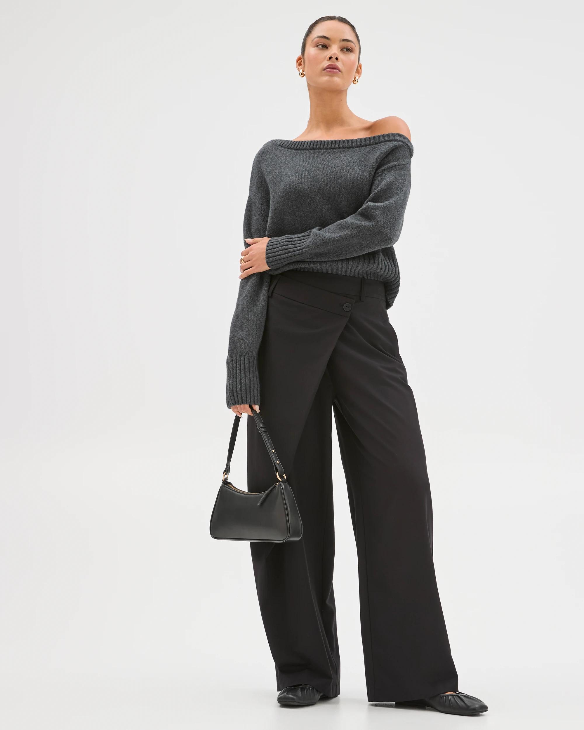 4 Lily Loves Wrap Front Tailored Pants BLACK, 4 of 6