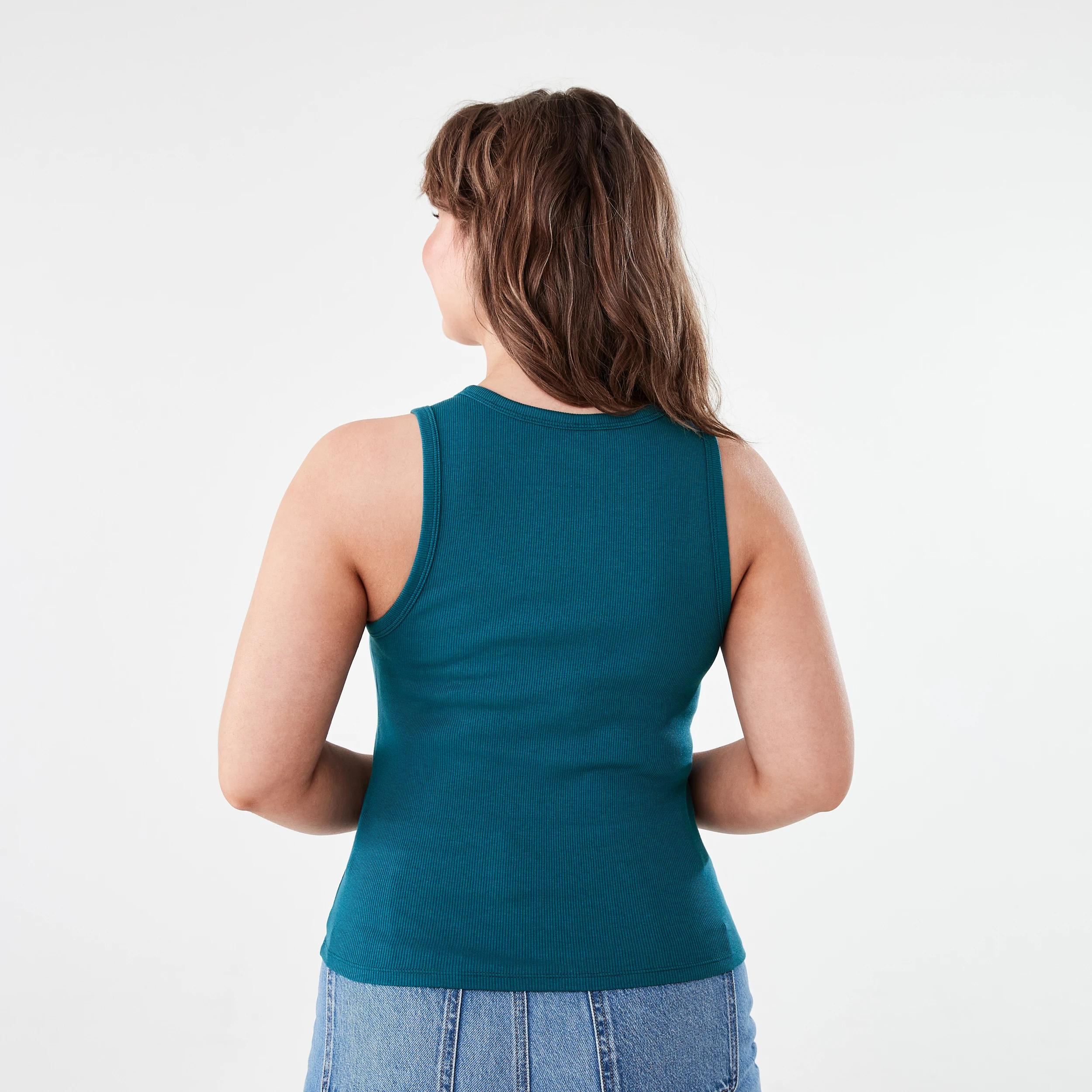 3 Sleeveless Rib Tank Teal Coral, 3 of 5