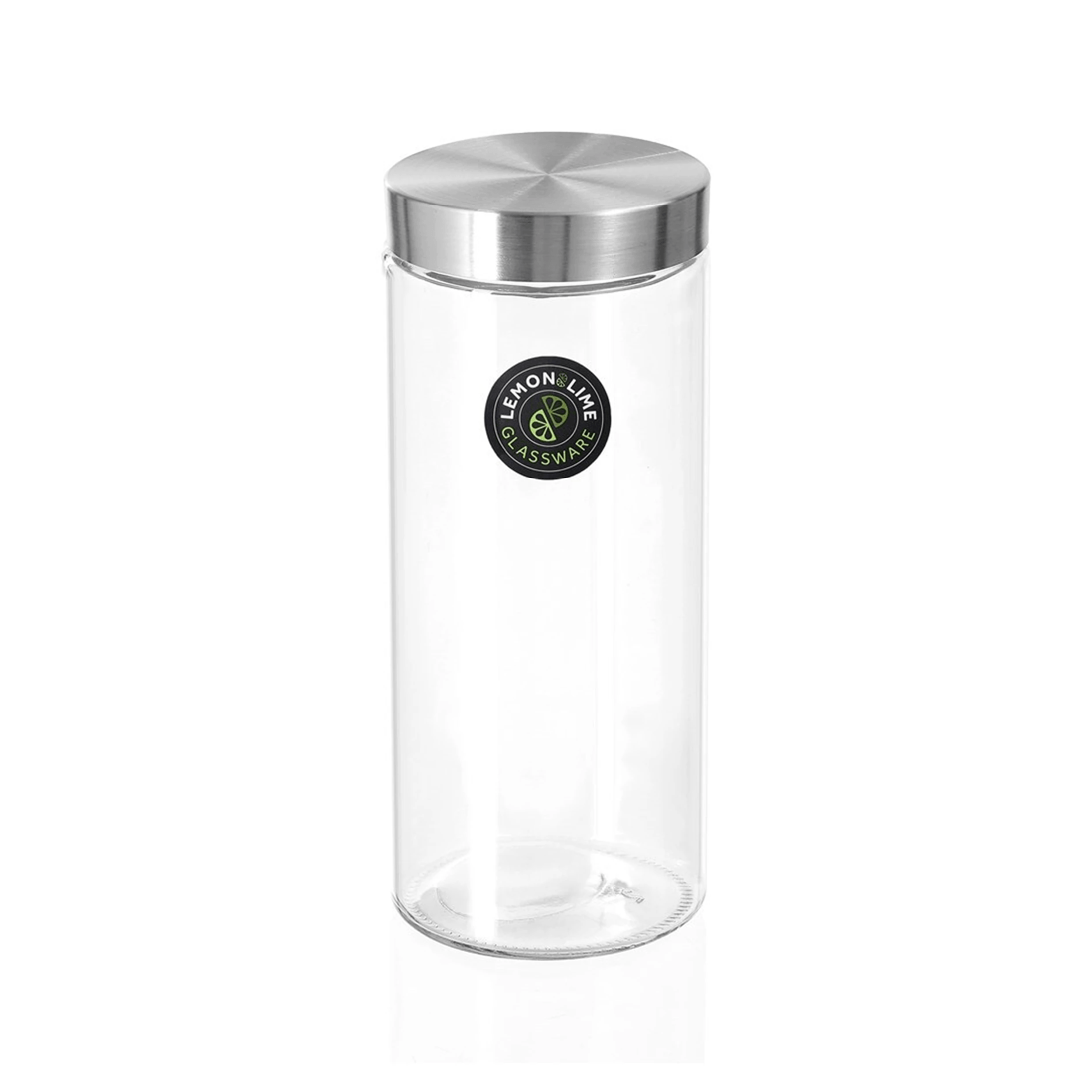 2 Lemon & Lime Alto 2.2l Glass Jar 27cm Stainless Steel Lid Home Kitchen Storage
 - Clear, 2 of 3