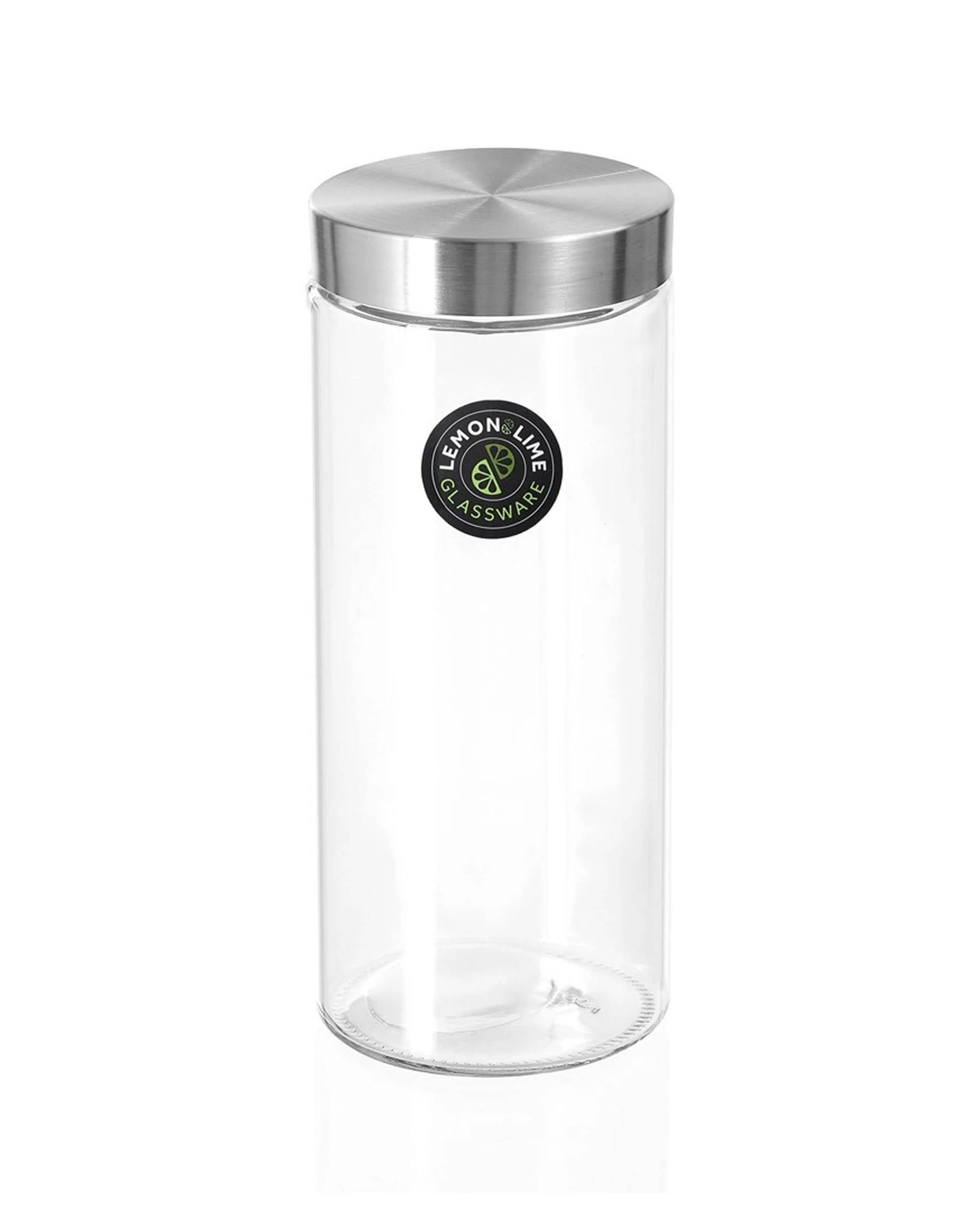 2 Lemon & Lime Alto 2.2l Glass Jar 27cm Stainless Steel Lid Home Kitchen Storage - Clear, 2 of 3