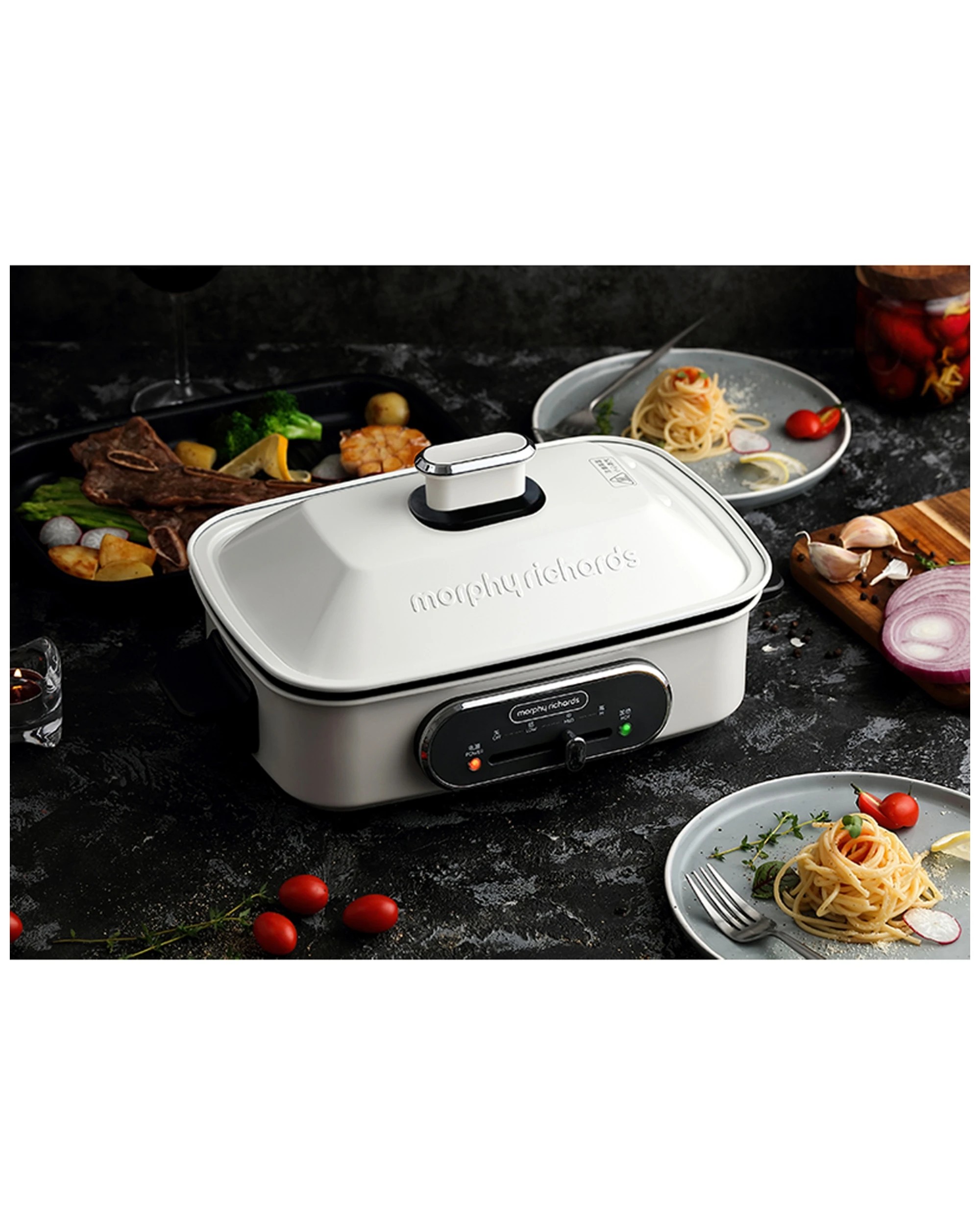 2 Morphy Richards 1400w Non-stick Electric Multifunction Hot Pot Cooking Set
 - White, 2 of 5