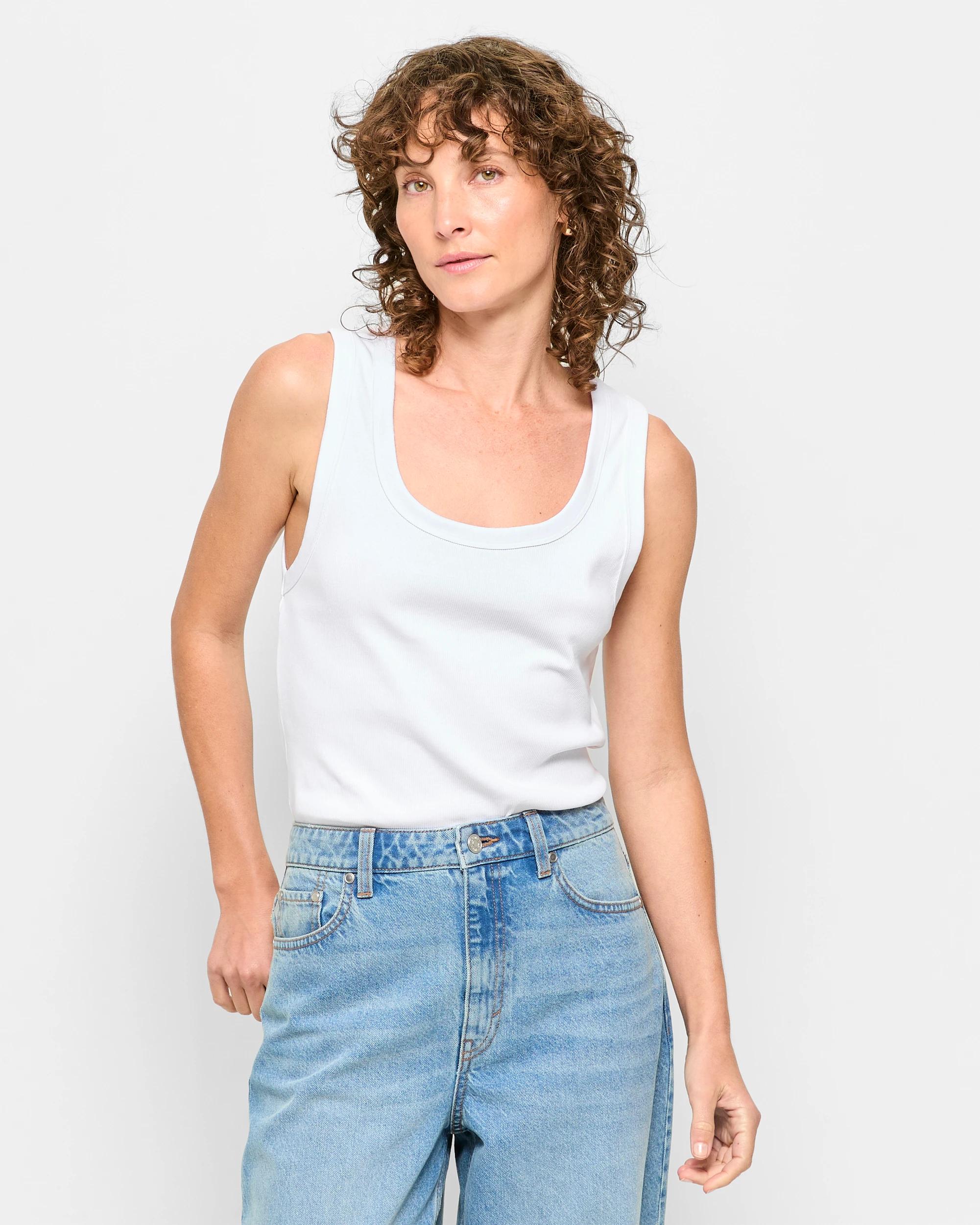 1 Target Australian Cotton Rib Tank Top WHITE, 1 of 5