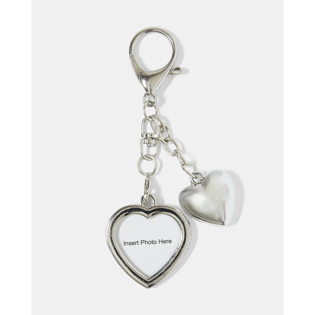 2 Heart Photo Charm Keyring Gift Set - Silver Tone, 2 of 3