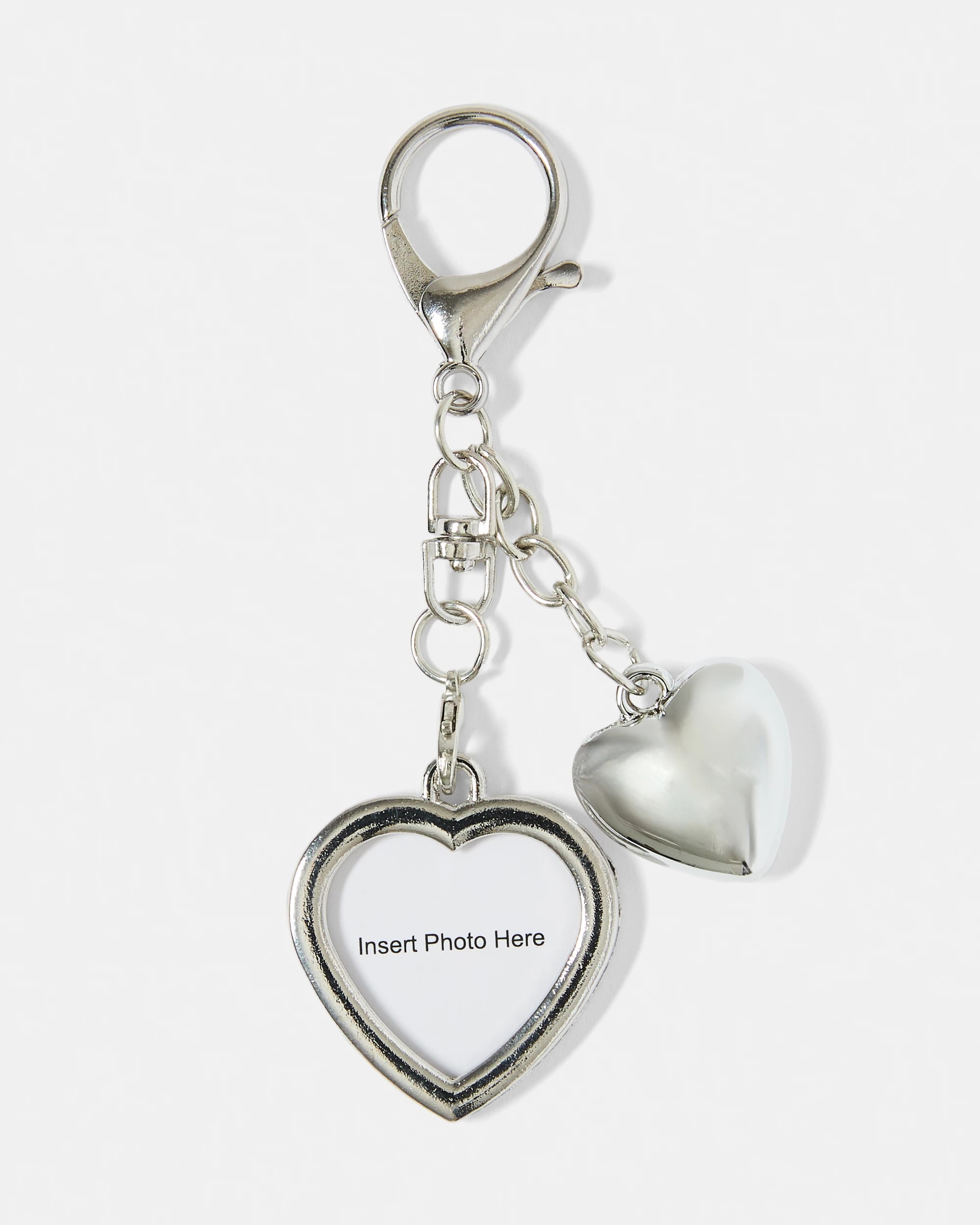 2 Heart Photo Charm Keyring Gift Set - Silver Tone, 2 of 3
