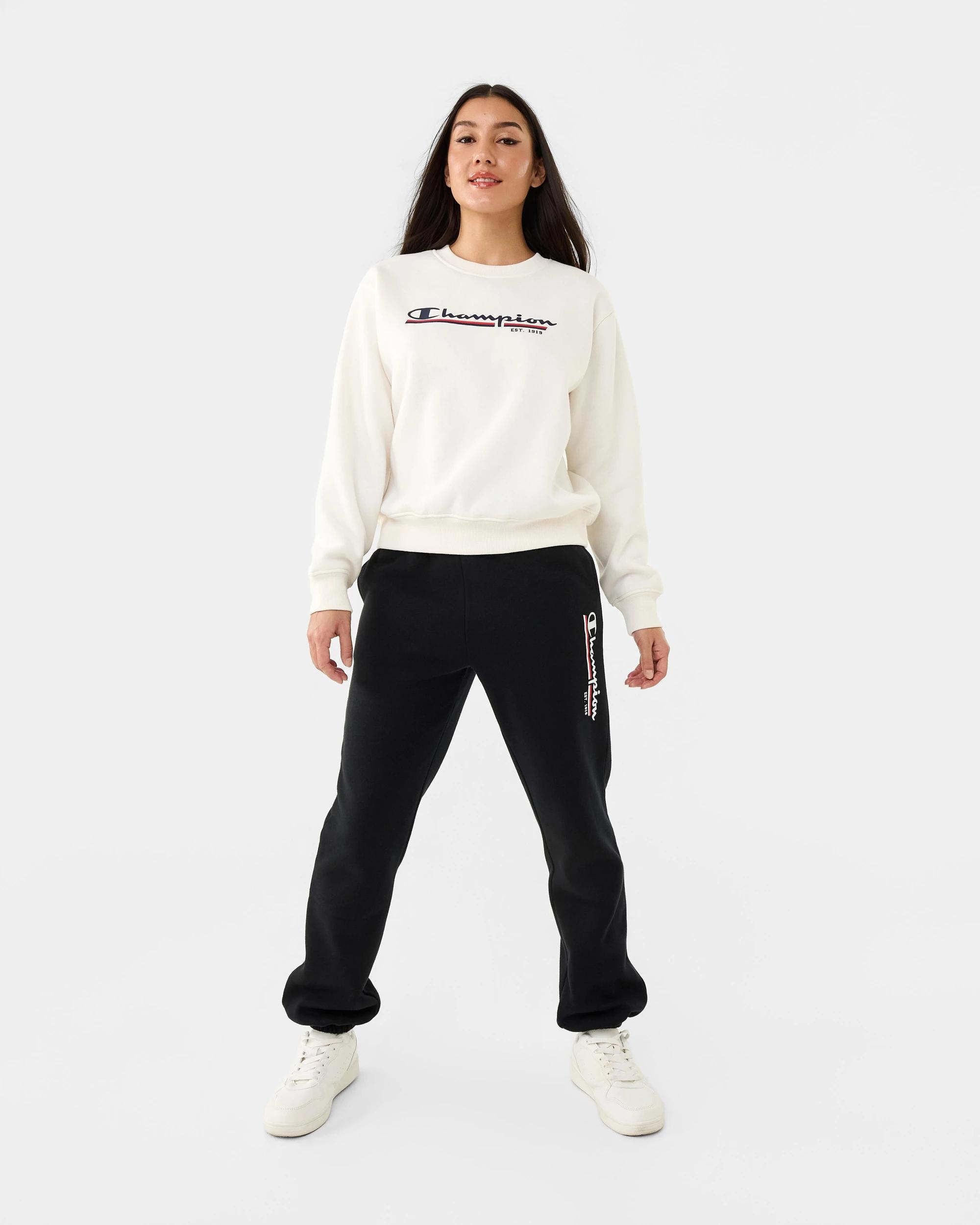 2 Champion Script Womens Crew Neck Sweatshirt Whis White, 2 of 7