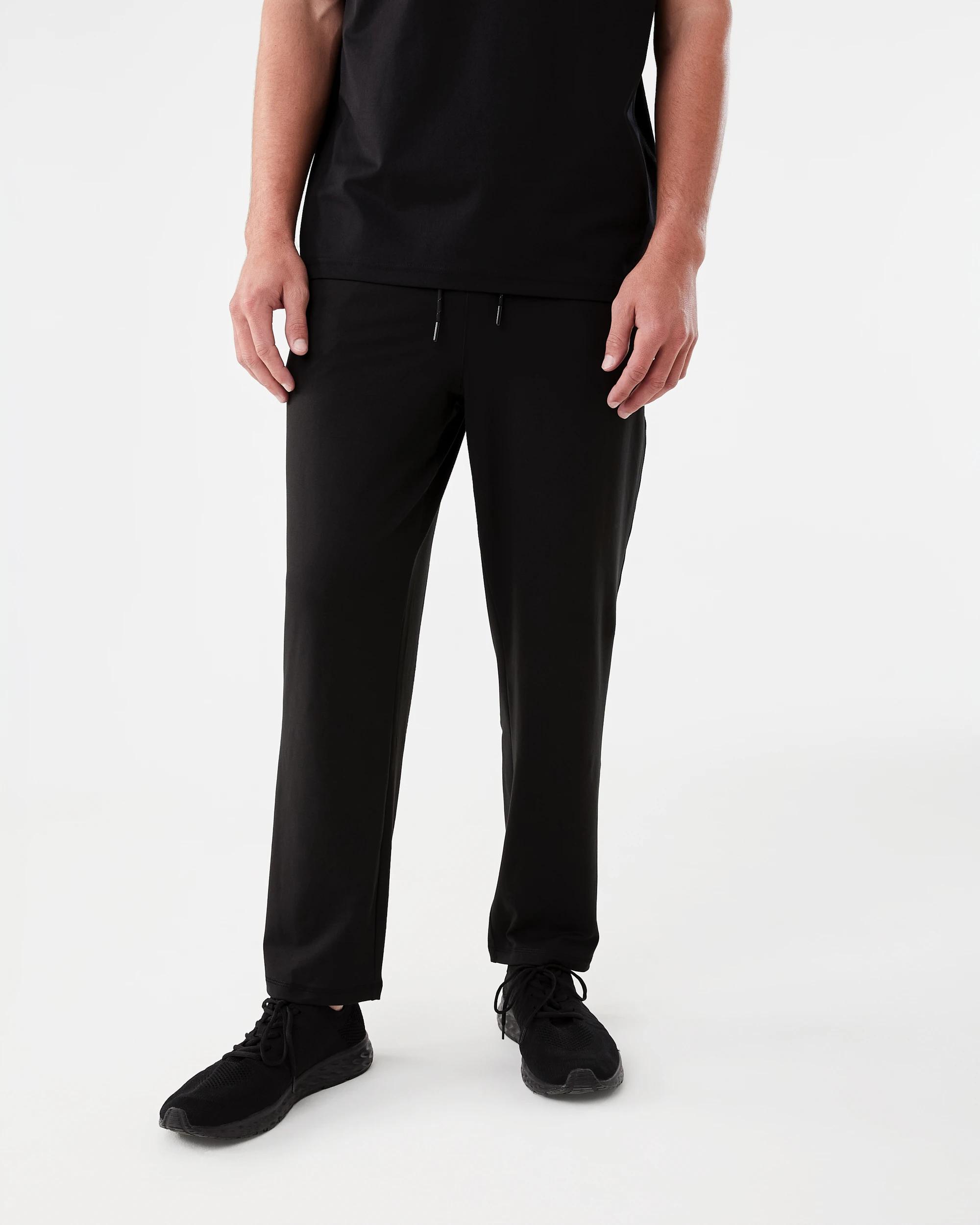 1 Active Mens Travel Trackpants Black, 1 of 6