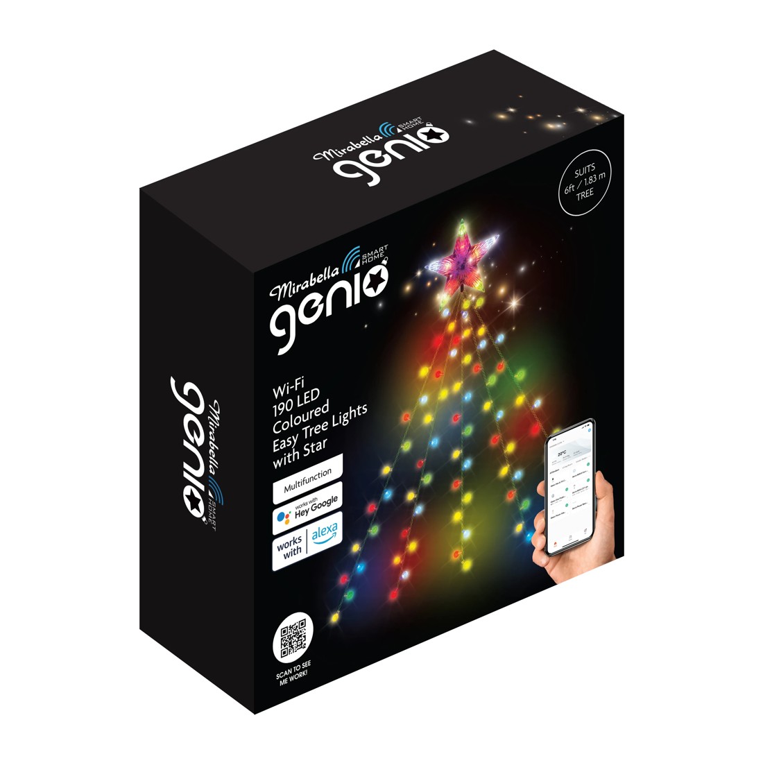 5 Mirabella Genio Wi-Fi 190 LED Coloured Easy Tree Lights with Star, 5 of 5