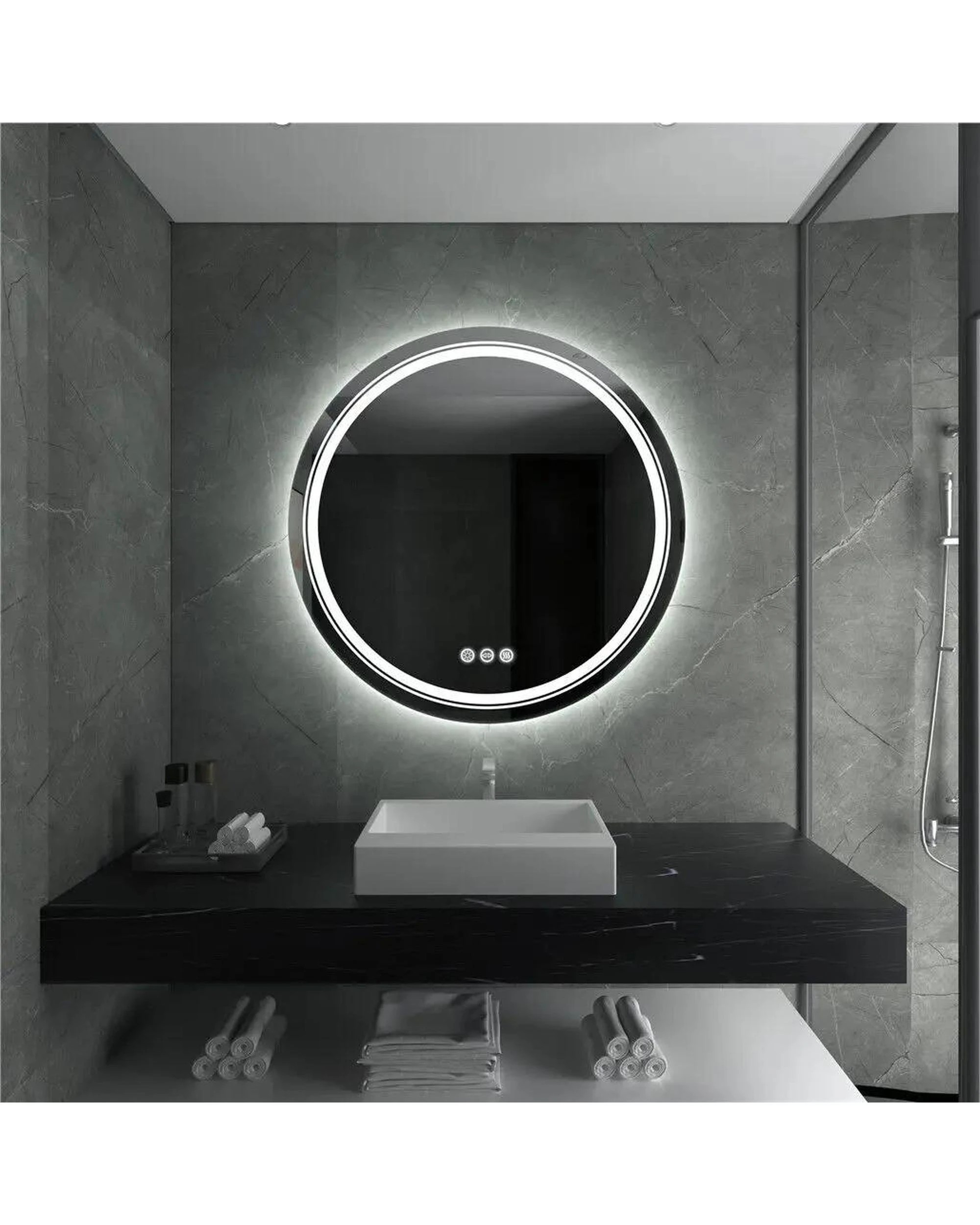 4 OAKORY 90cm Round LED Smart Bathroom Mirror Front and Backlit Anti-Fog Dimmable, 4 of 4