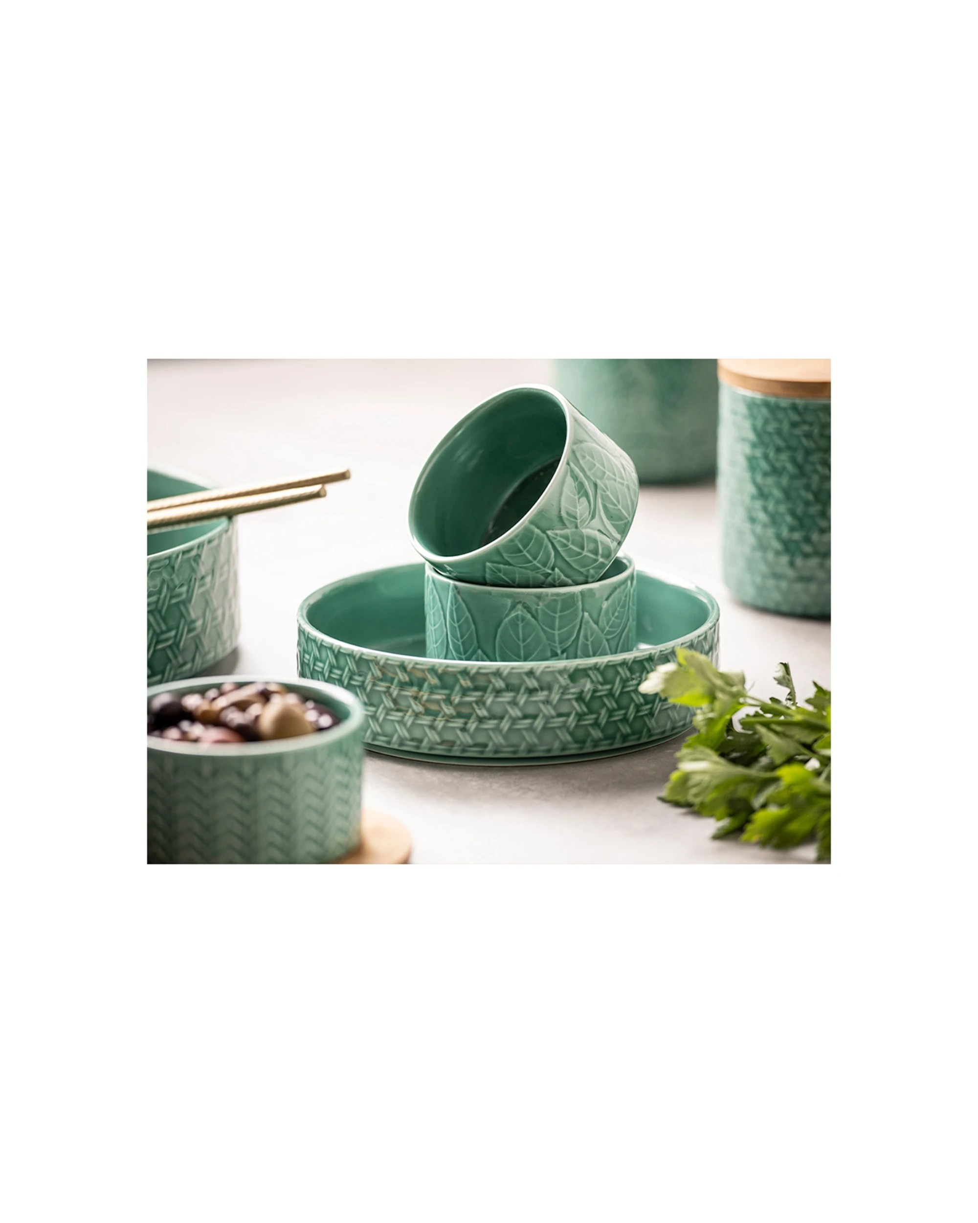 3 Ladelle 4pc Heath Porcelain Ramekin Set Jade - Green, 3 of 4
