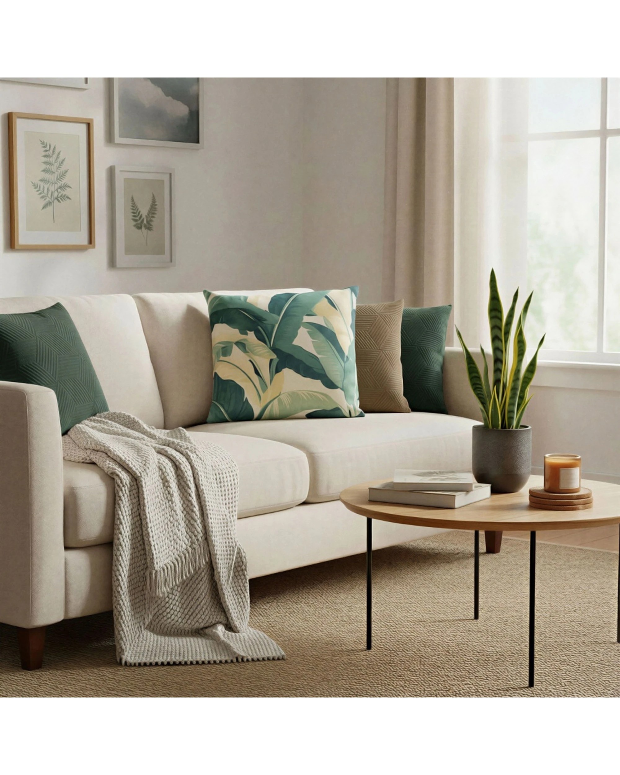 2 Urban Style Lounge Cushion Decorative Throw Pillow Palm Leaves 45x45cm - Multi, 2 of 6