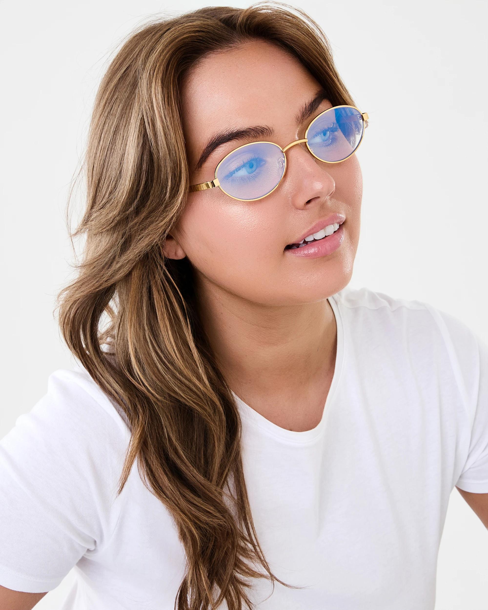 5 Metal Oval Blue Light Glasses Gold, 5 of 5