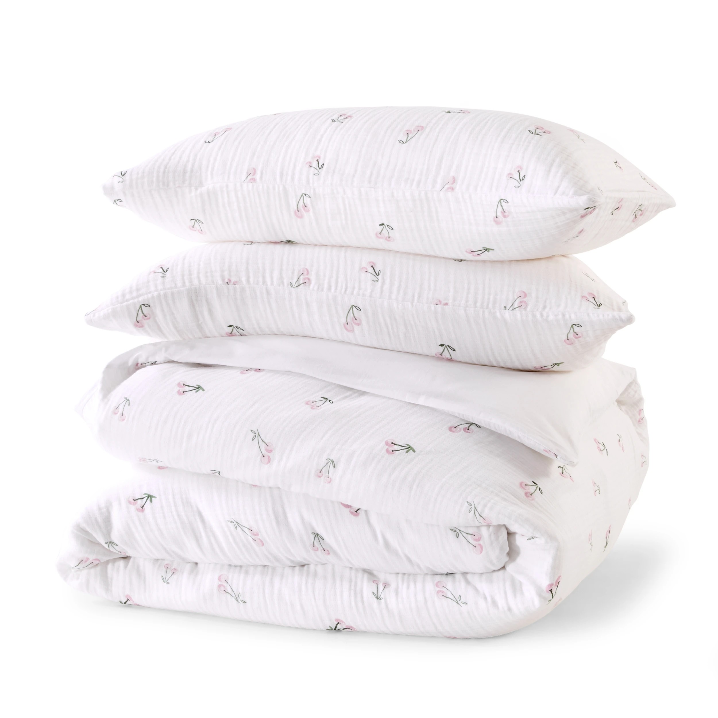 5 Cherry Muslin Cotton Quilt Cover Set - Single Bed, 5 of 7