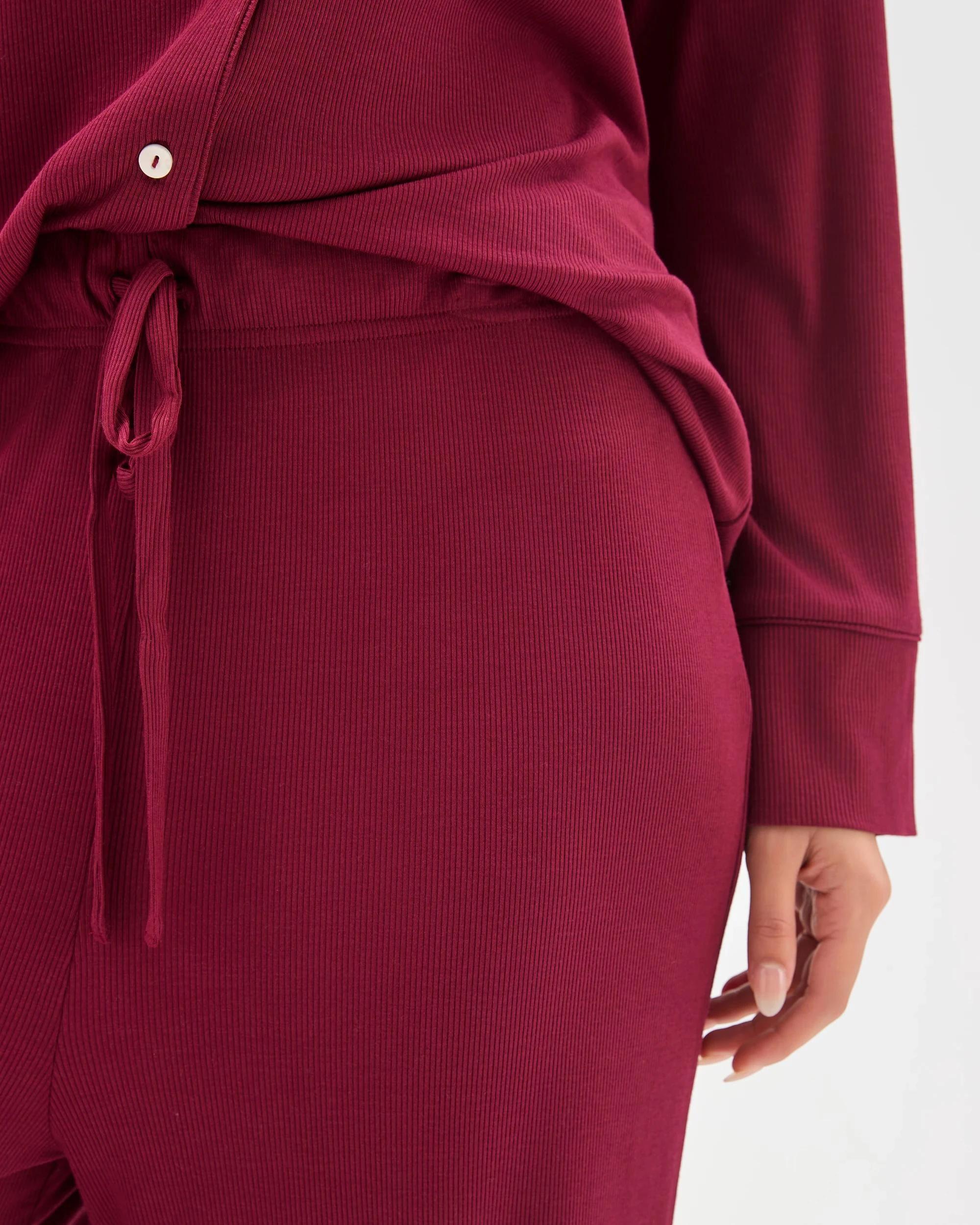 5 Target Woman Rib Wide Leg Sleep Pants ZINFANDEL, 5 of 7