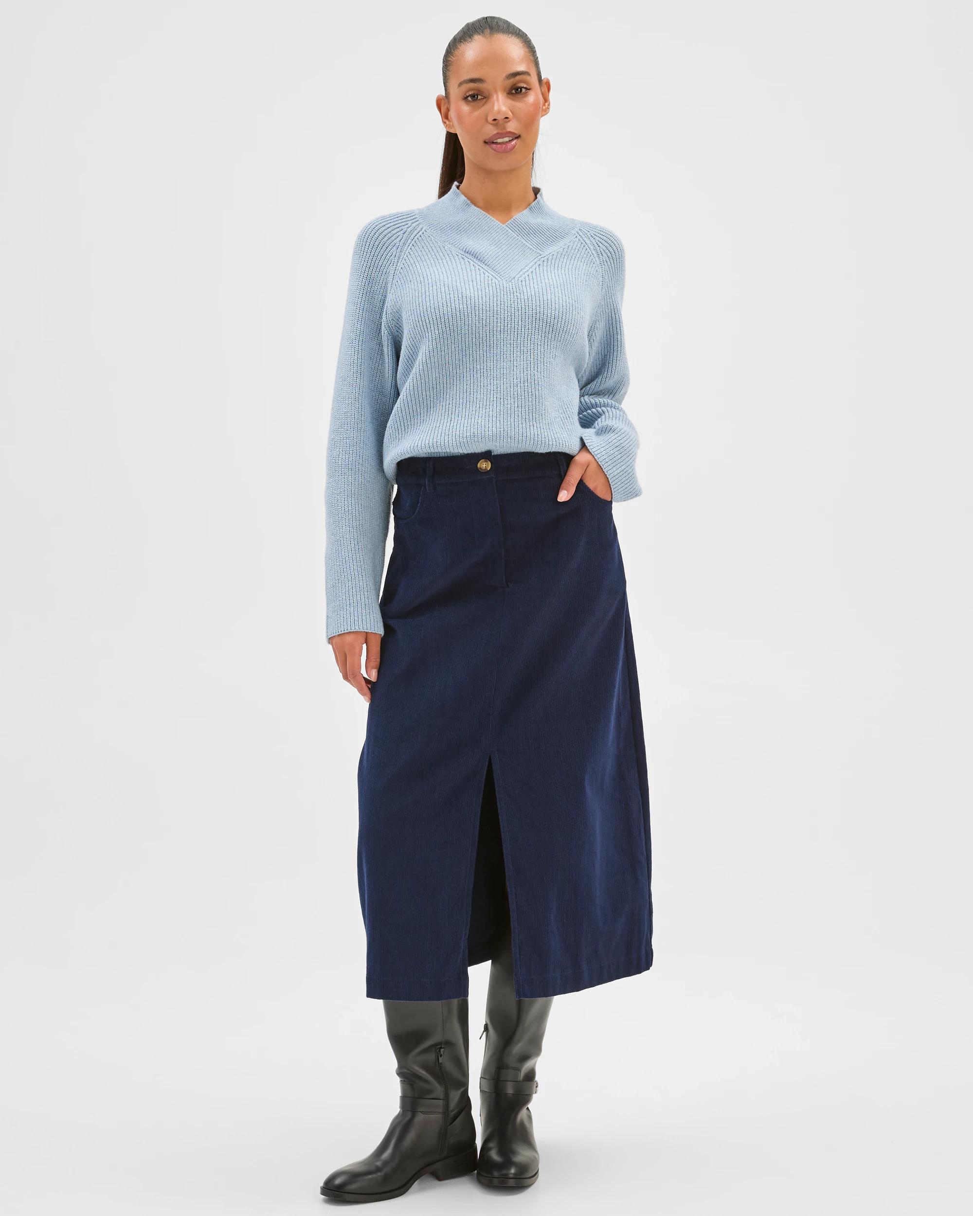 3 Target Woman Corduroy Midi Skirt NAVY BLAZER, 3 of 8