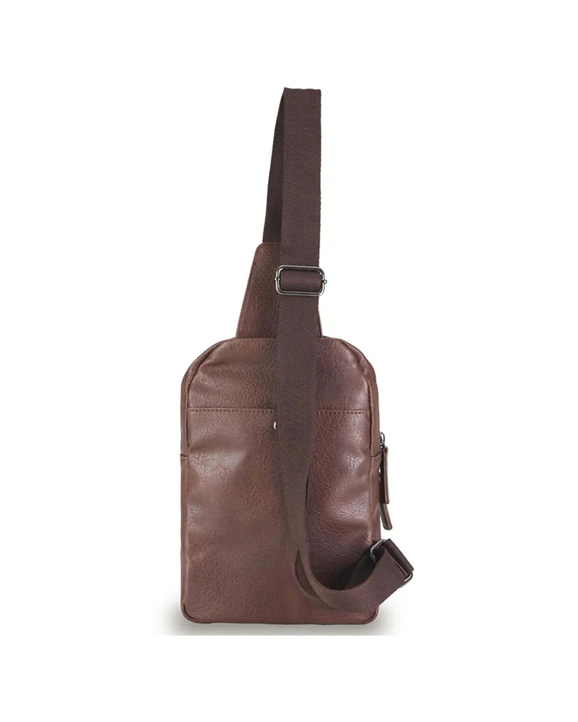 3 Tosca Vegan Leather Slinger Mens Fashion Sling Bag Lightweight Durable Chocolate - Brown, 3 of 3