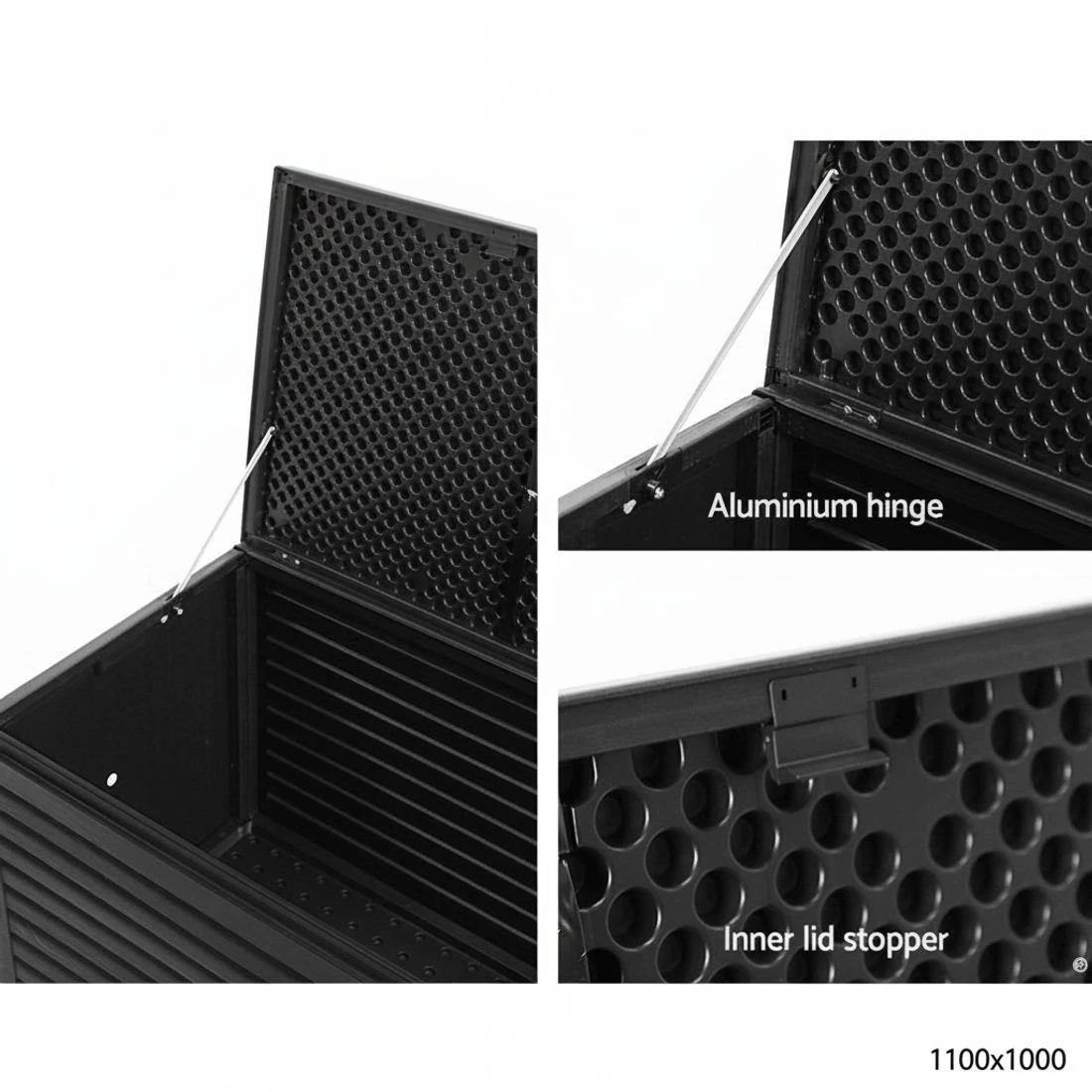 7 Gardeon Outdoor Storage Box 490L Container Lockable Garden Bench Shed Tools Toy - Black, 7 of 8