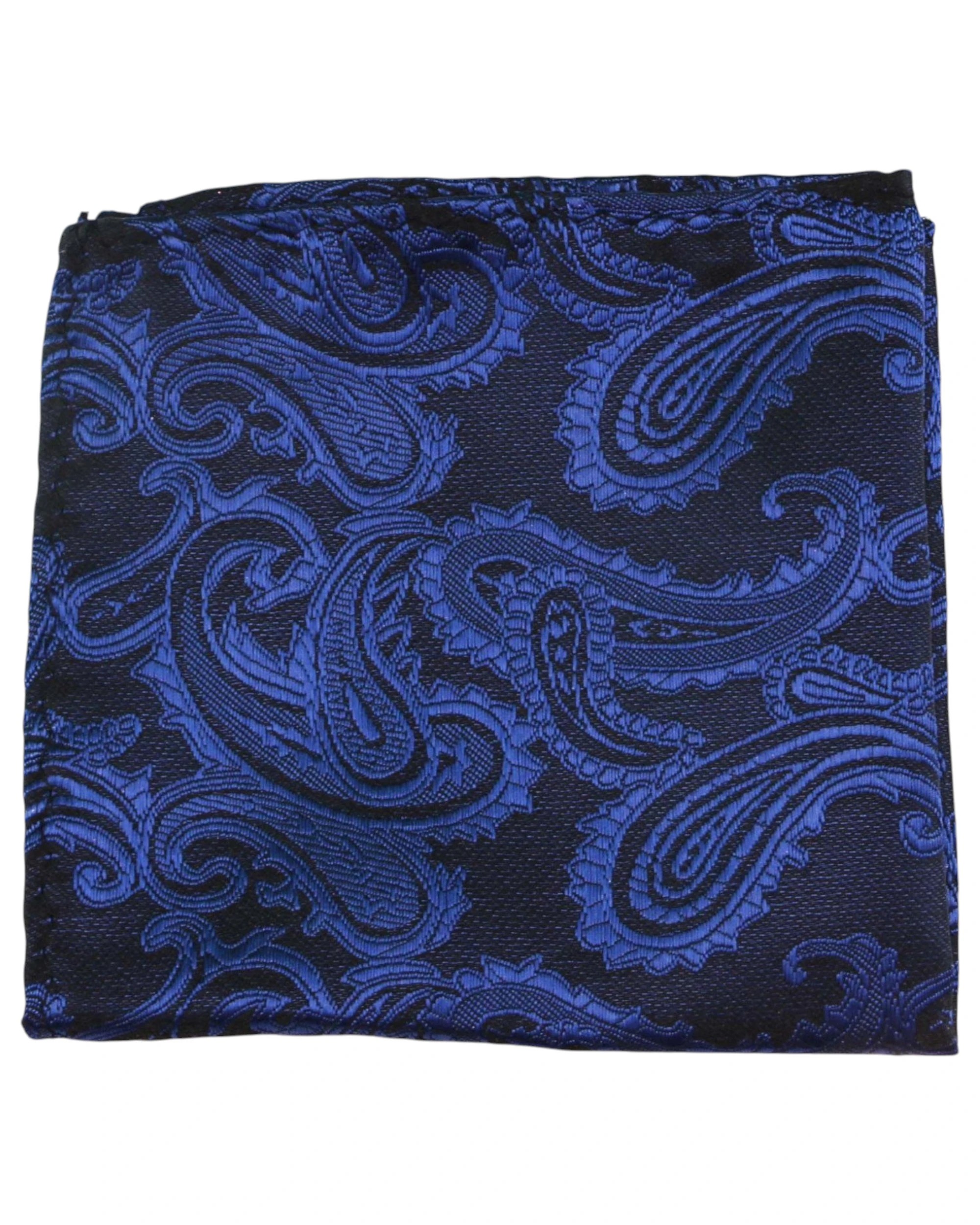 1 Zasel Mens Navy & Black Paisley Pocket Square - Multi, 1 of 3