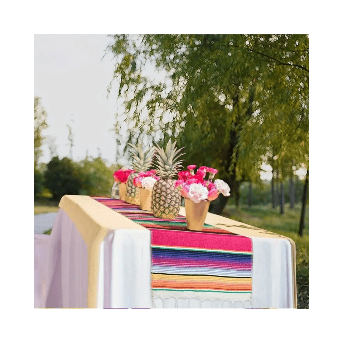 5 BR Home Rainbow Stripe Table Runner with Tassels for Weddings and Parties, 5 of 6