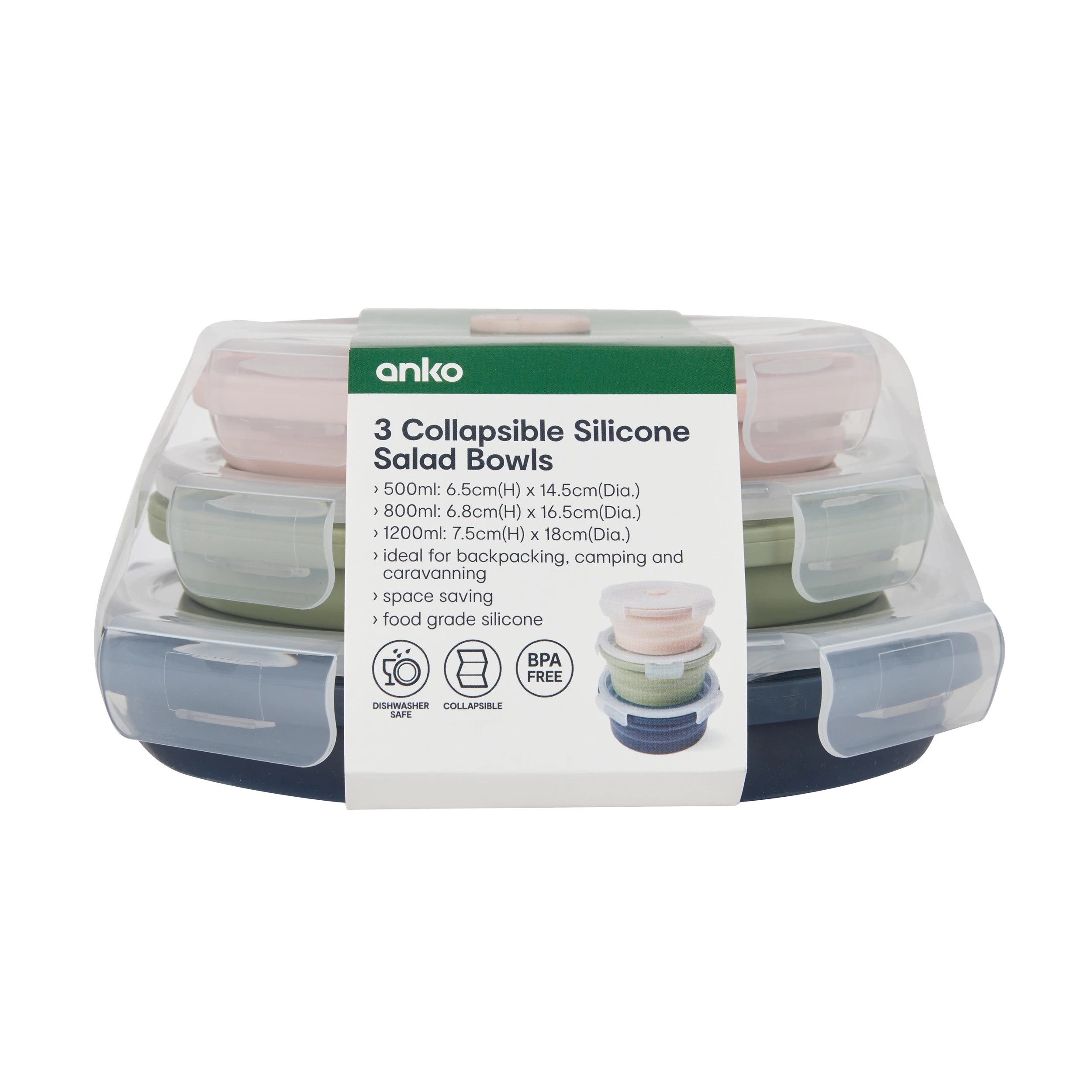 8 3 Piece Silicone Collapsible Salad Bowls, 8 of 8