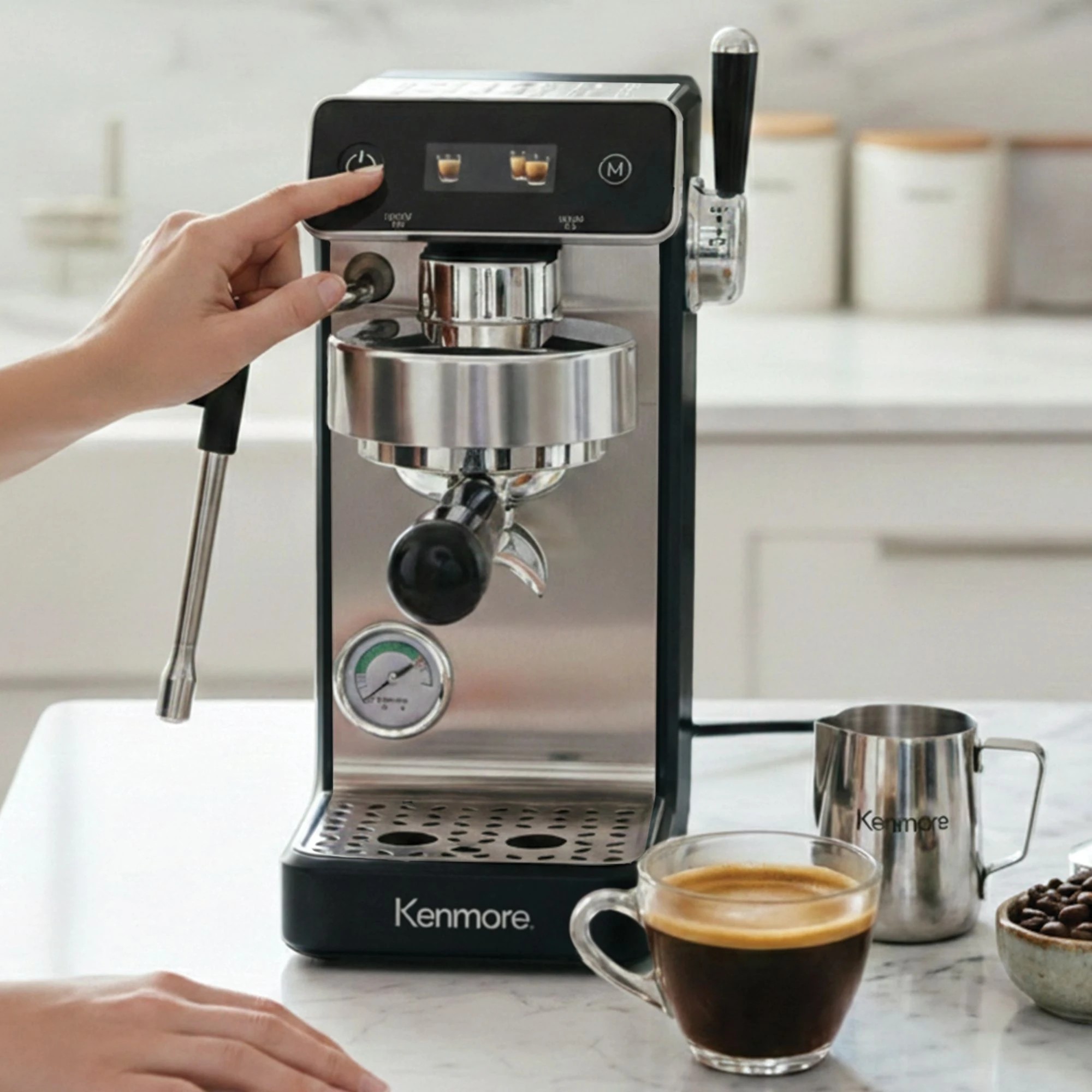 4 Kenmore Dualis Espresso Machine, Dual Thermoblock Simultaneous Brew & Steam, Italian ULKA Pump, 4 of 7