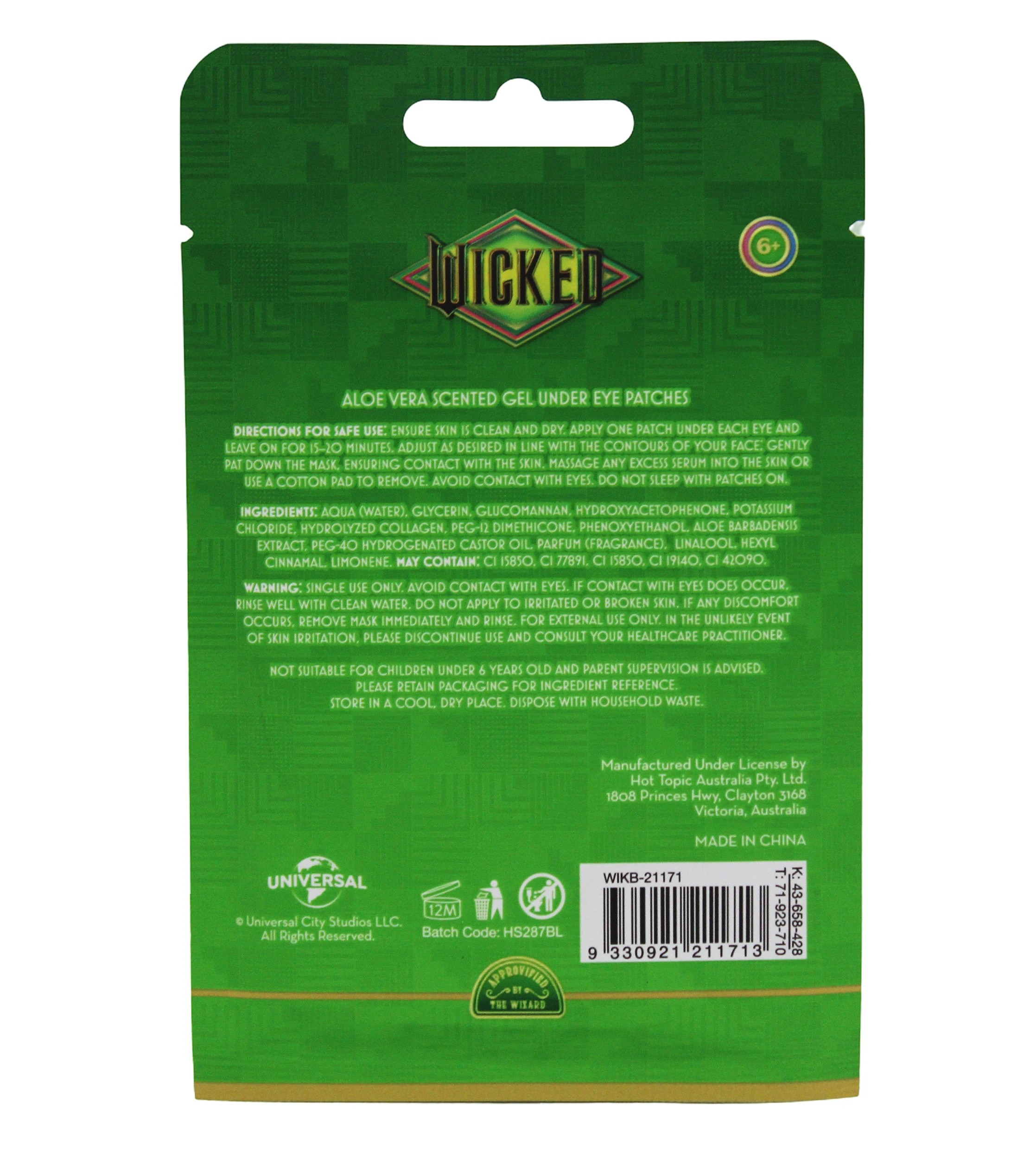 3 Wicked Gel Under Eye Patches - Aloe Vera Scented, 3 of 3