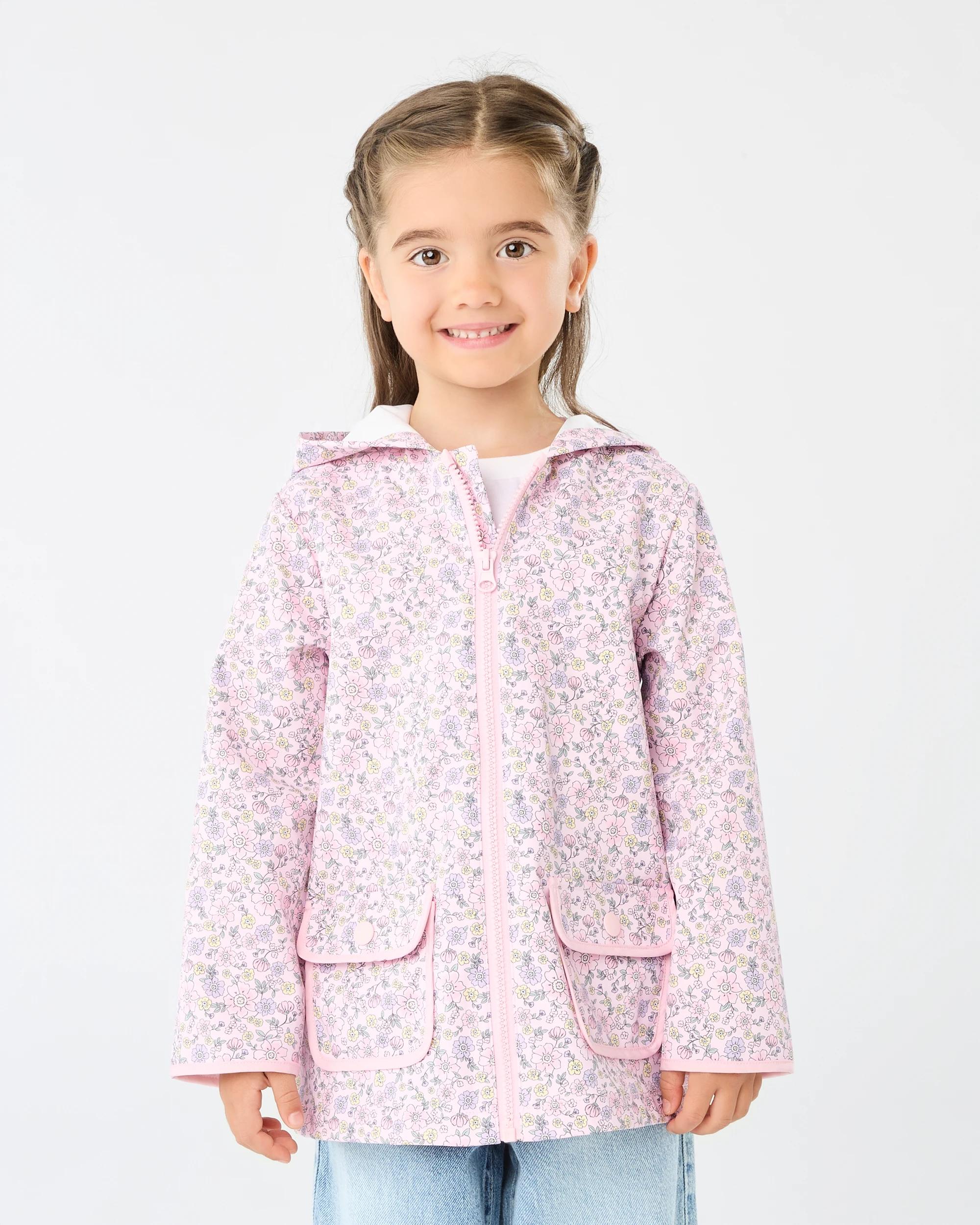 1 Print Rain Jacket Pink Florl, 1 of 8