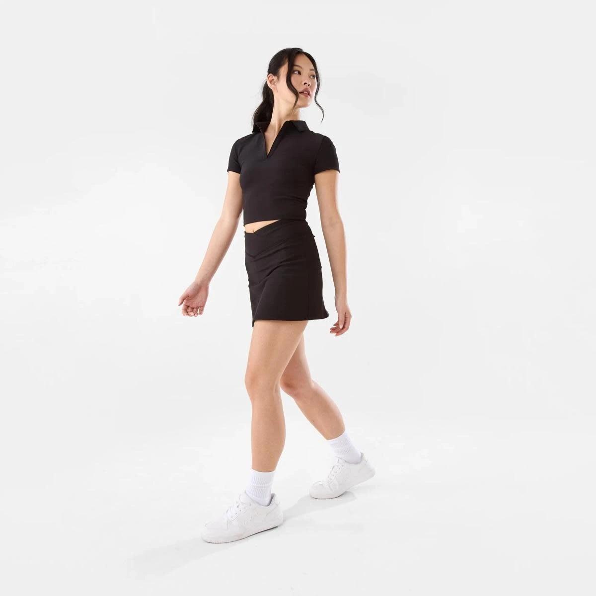 3 Active Womens Collared Baby T-shirt Black, 3 of 7