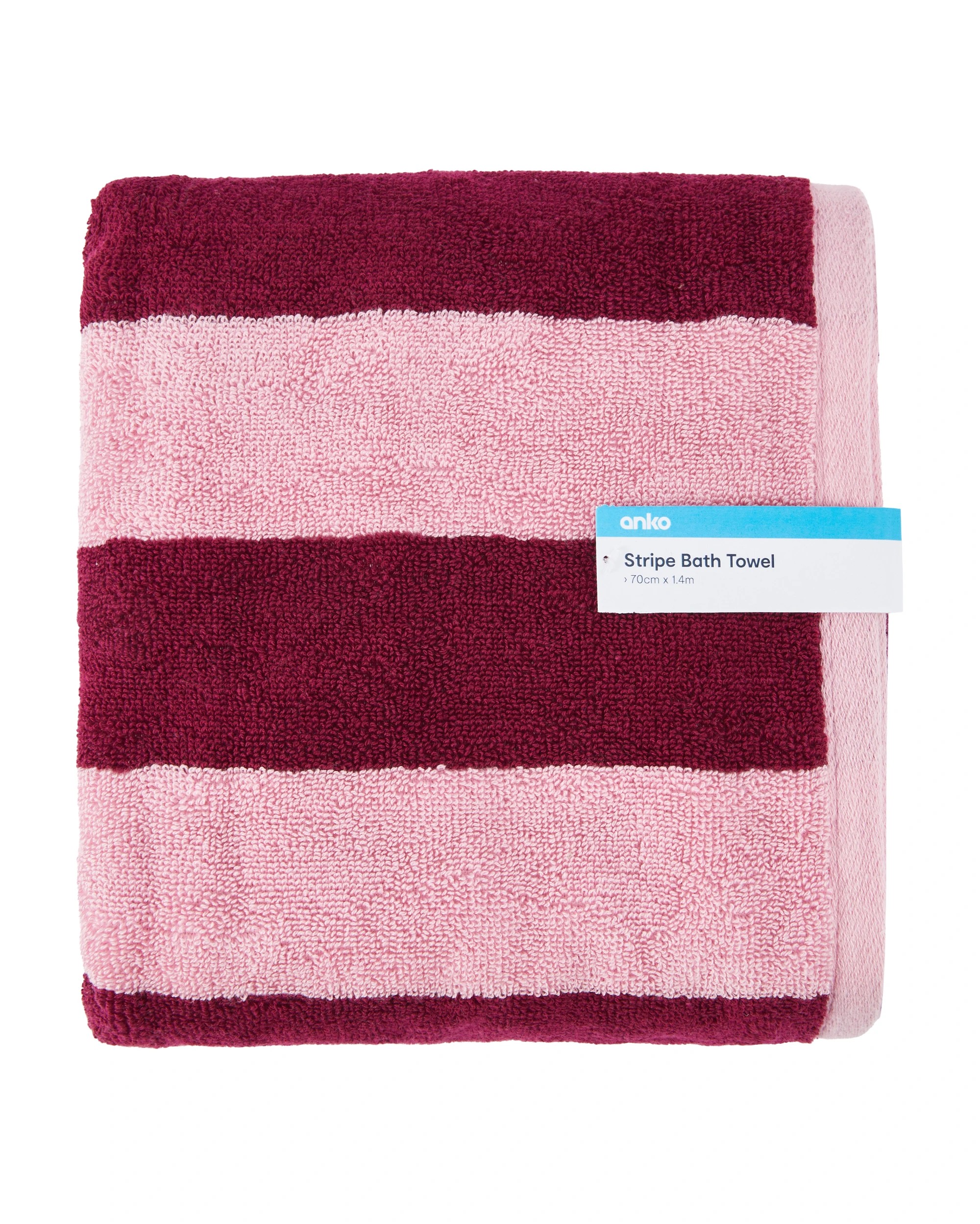 5 Stripe Cotton Bath Towel - Berry, 5 of 5