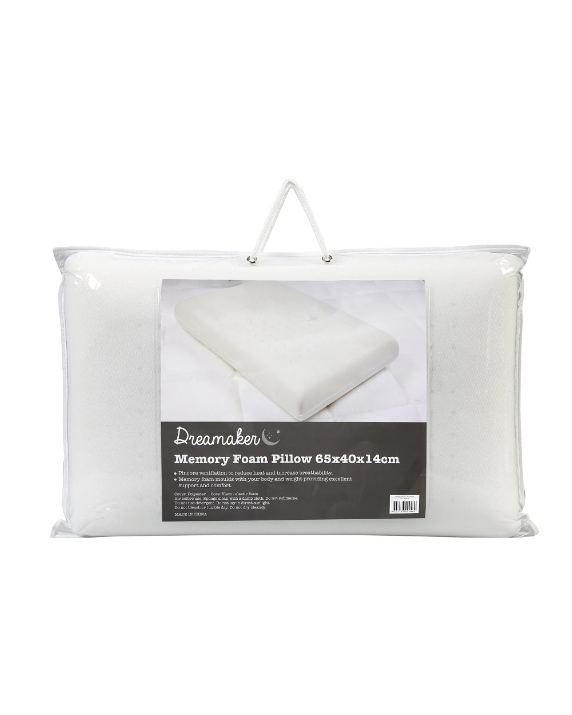 4 Dreamaker Firm Pincore Memory Foam Pillow 65x40cm - White, 4 of 4