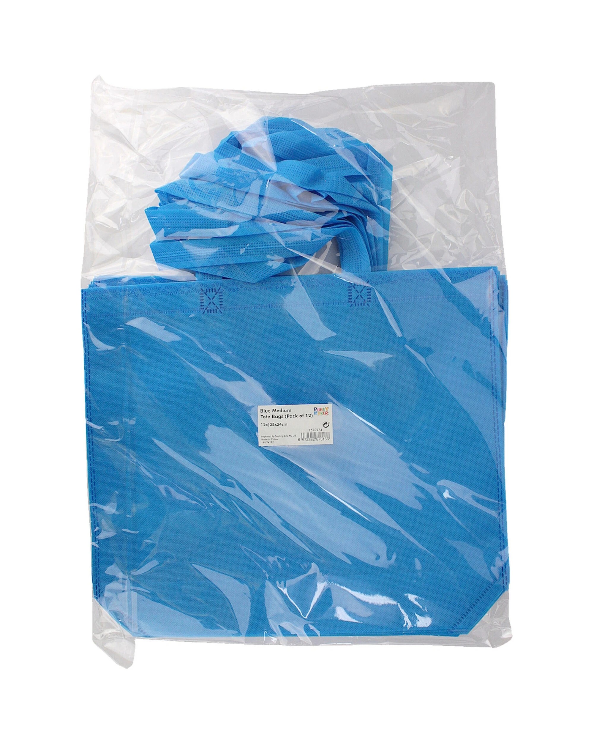 3 Partyrama Tote Bags Medium Pack of 12 - Blue, 3 of 3