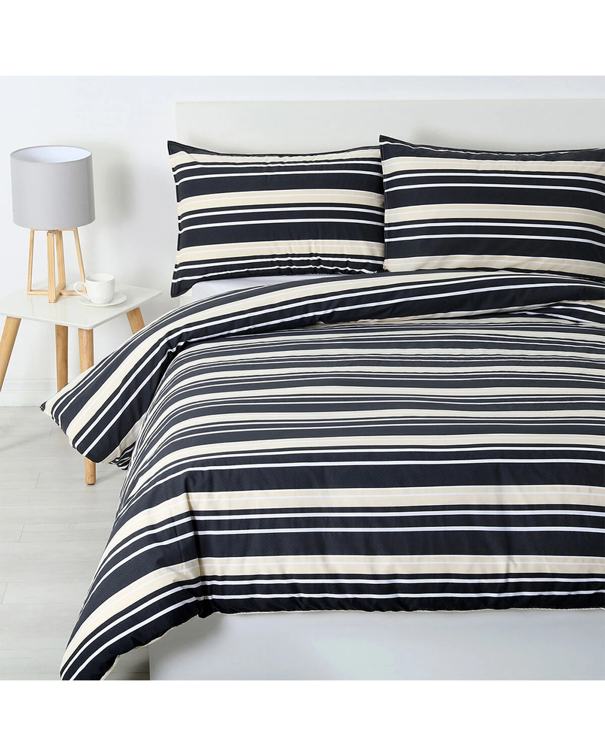 1 Jason Commercial Brighton Quilt Cover Set Stripe 210x210cm - Pattern, 1 of 1