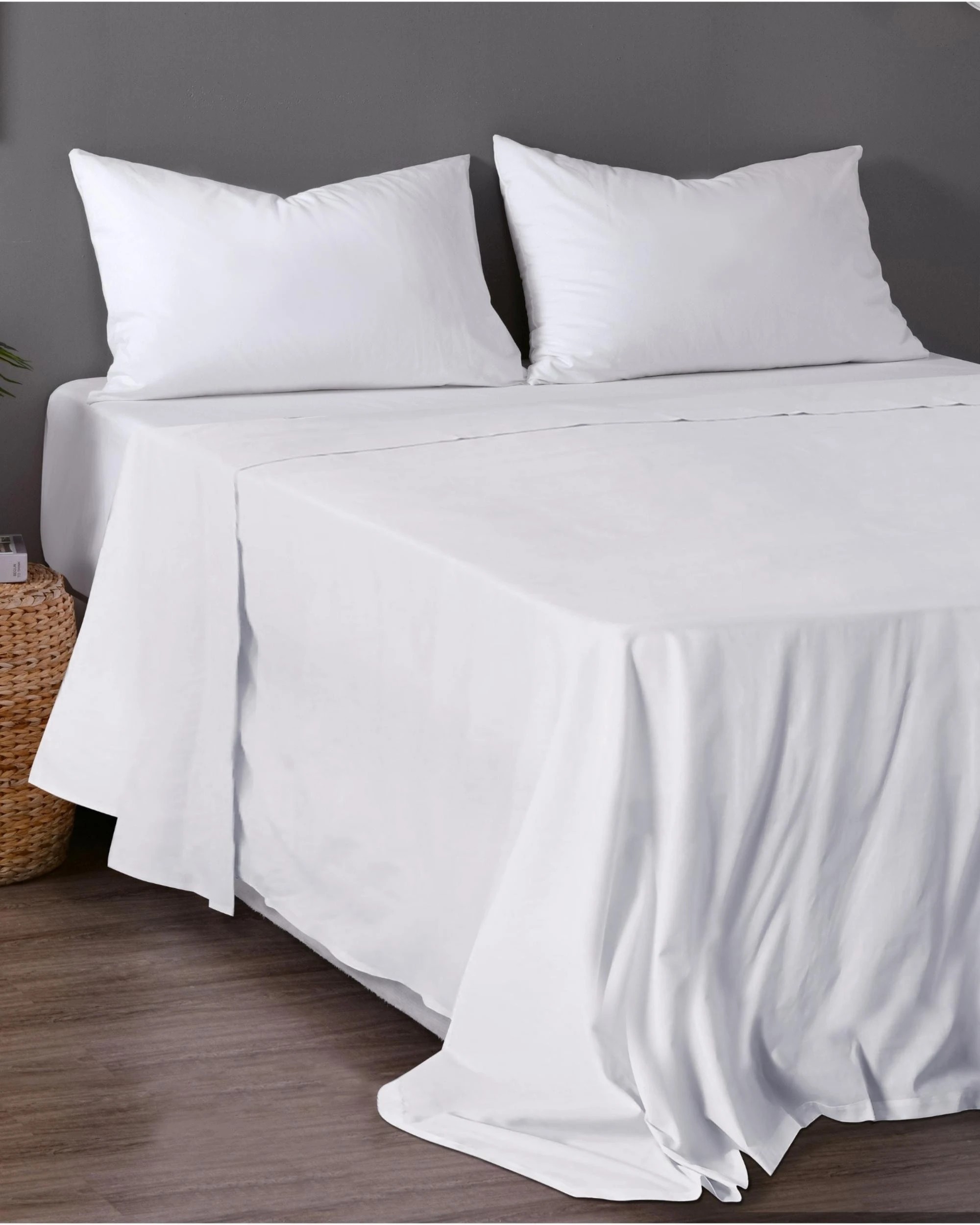 1 ESSN Commercial Cotton Blend Top/Bottom Flat Sheet - King Bed - White, 1 of 3