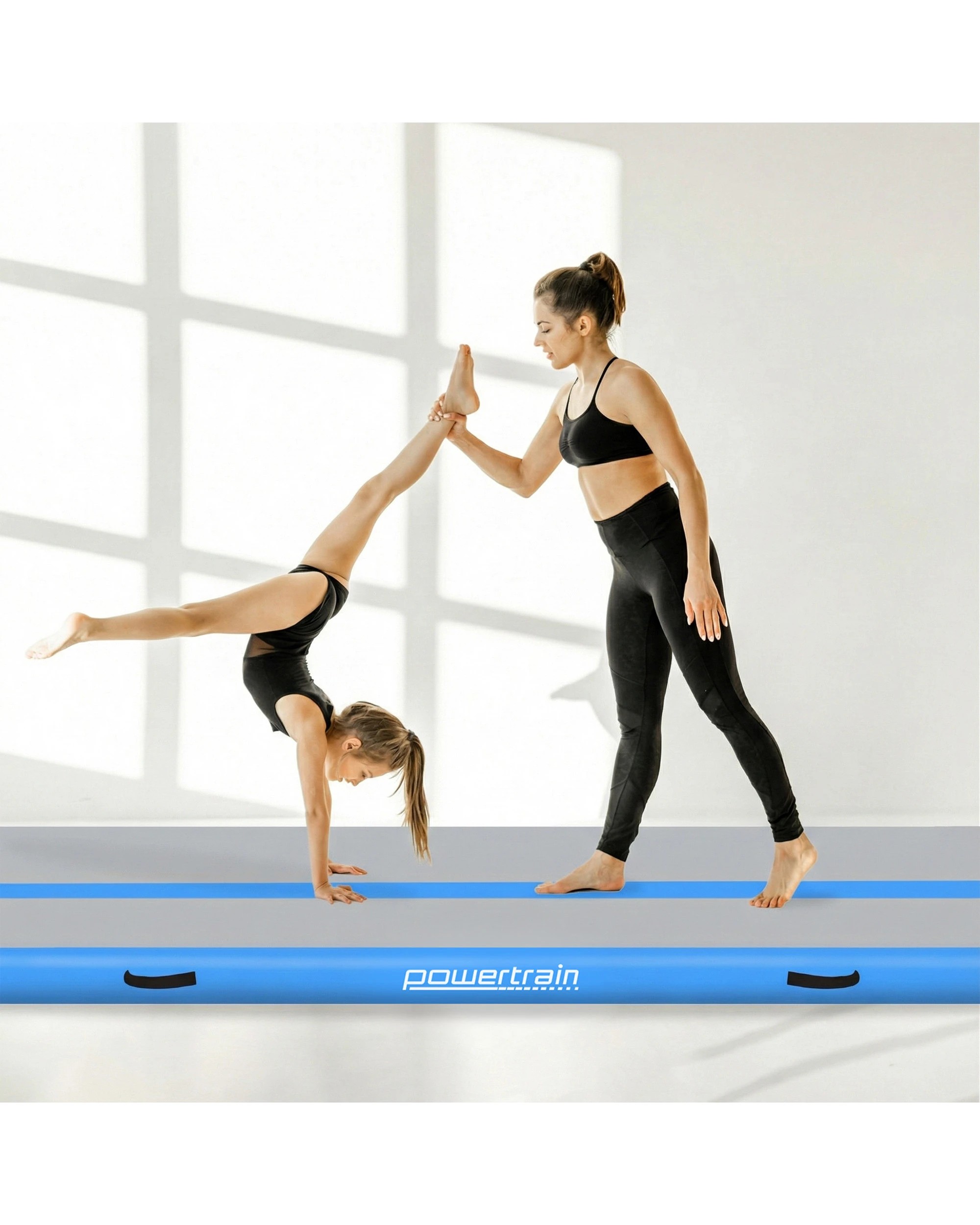 3 Powertrain 4M x 2M 20cm Air Track Gymnastics Tumbling Airtrack Exercise Yoga Mat Balance Beam Inflatable - Blue, 3 of 5