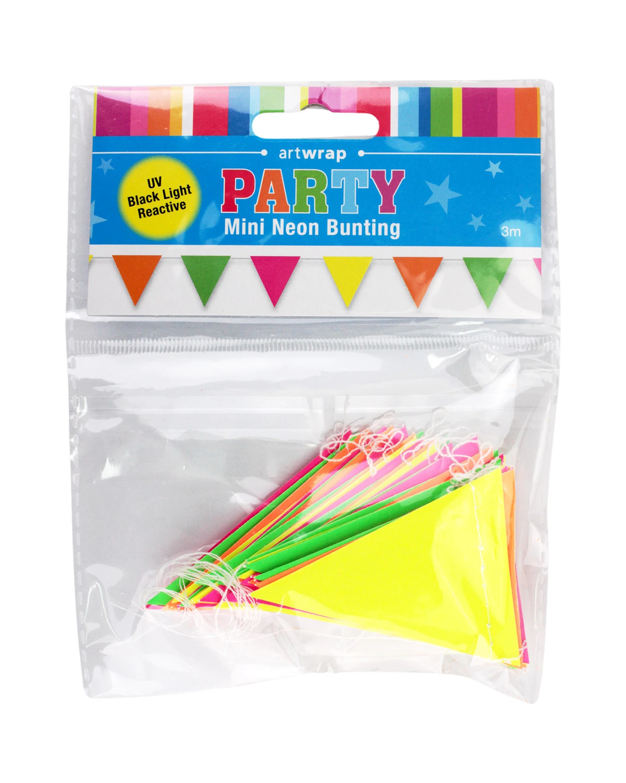 2 Artwrap Mini Neon UV Party Flags Banner 3m - Assorted, 2 of 3