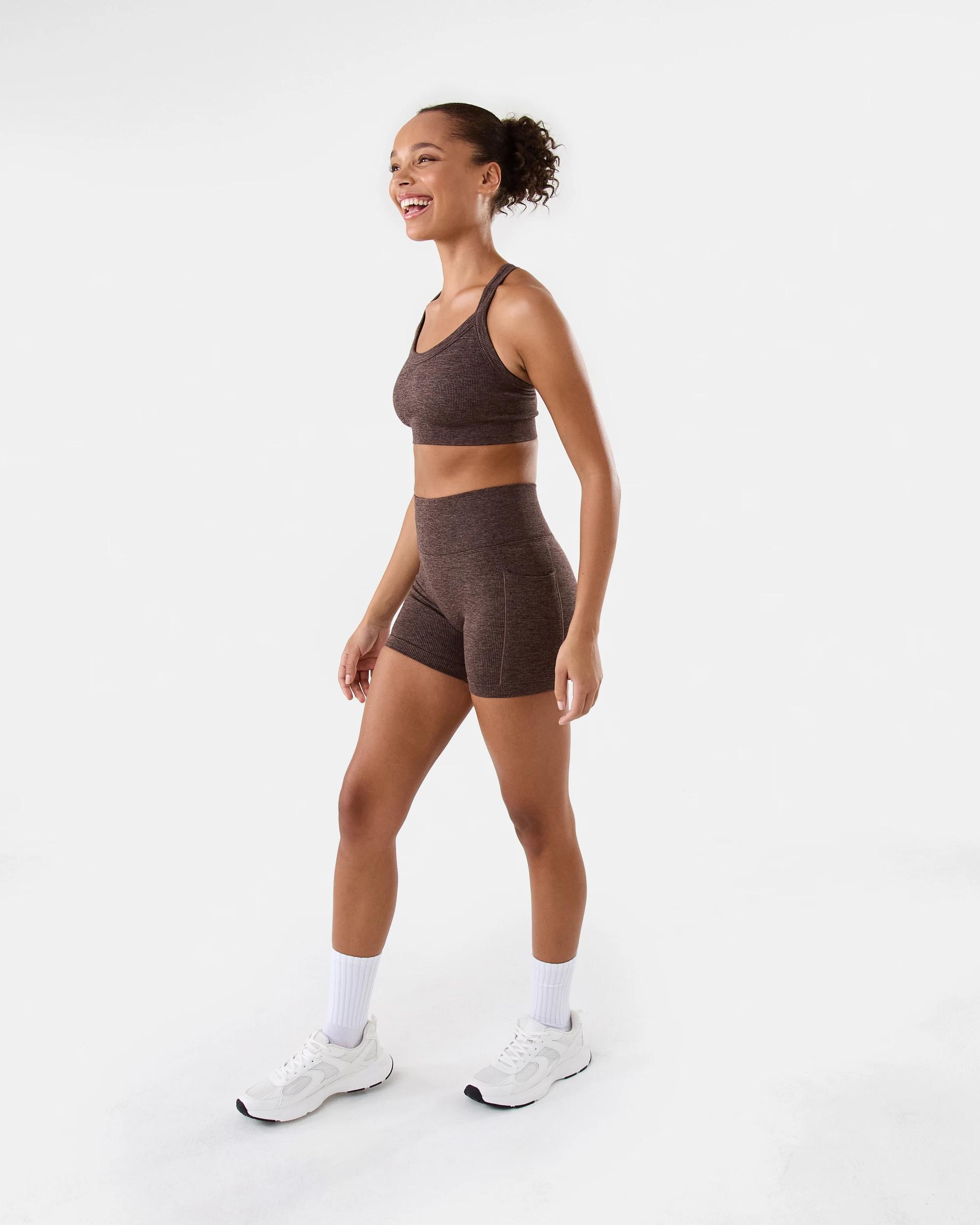 3 Active Womens Seamfree Pocket Bike Shorts Drk Espres, 3 of 7