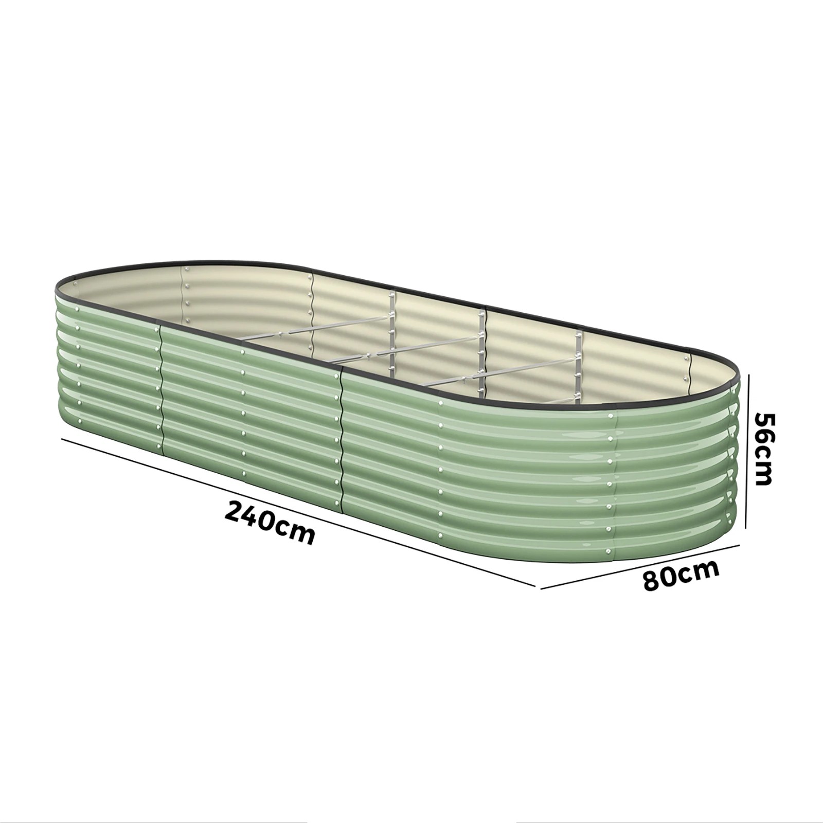 2 Livsip Garden Bed 240x80x56cm Planter Box Raised Container Galvanised - Green, 2 of 8