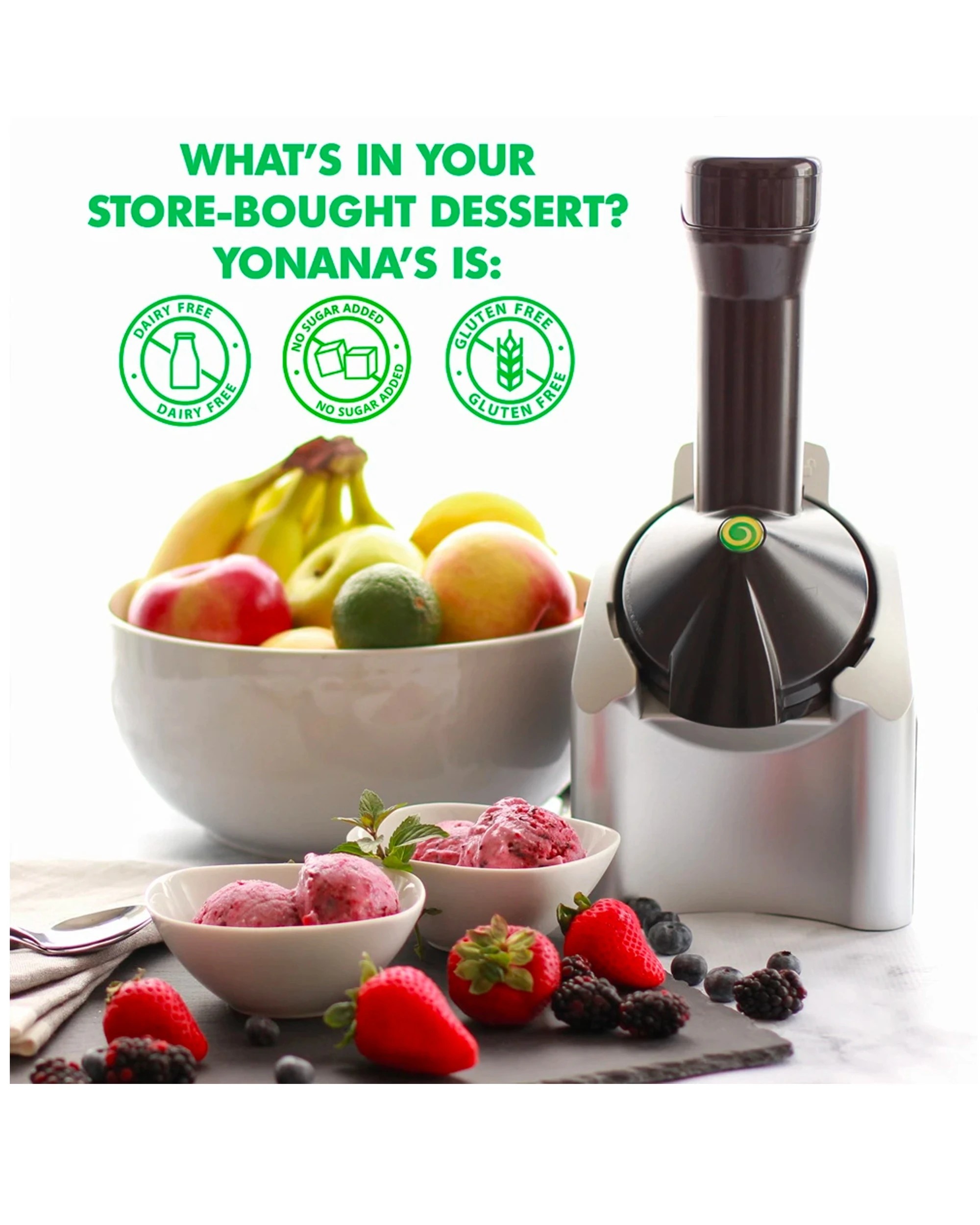 7 YONANAS 200W Dessert Maker Frozen Fruit Soft Serve Machine Dishwasher Safe - Silver, 7 of 9