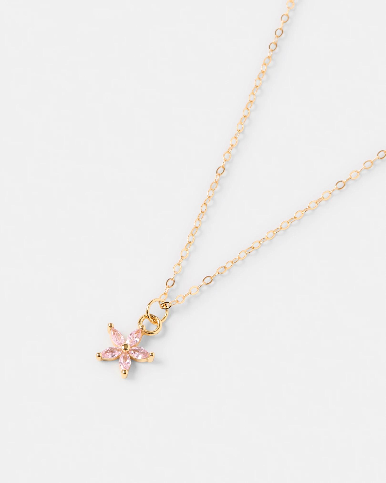 2 Gold Plated Sterling Silver 925 Cubic Zirconia Flower Necklace Gold, 2 of 4