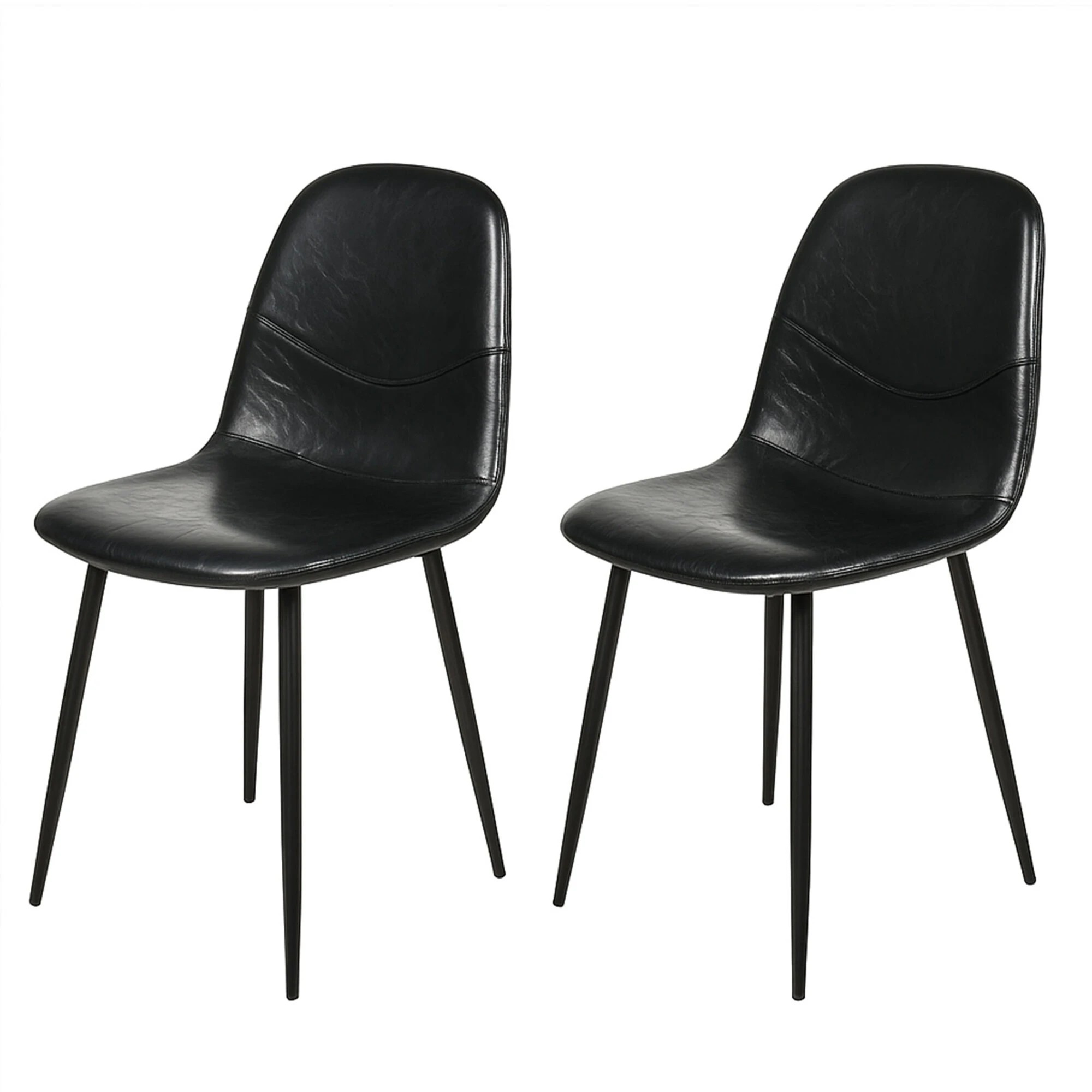 1 Levede 2x Dining Chairs PU Leather - Black, 1 of 9