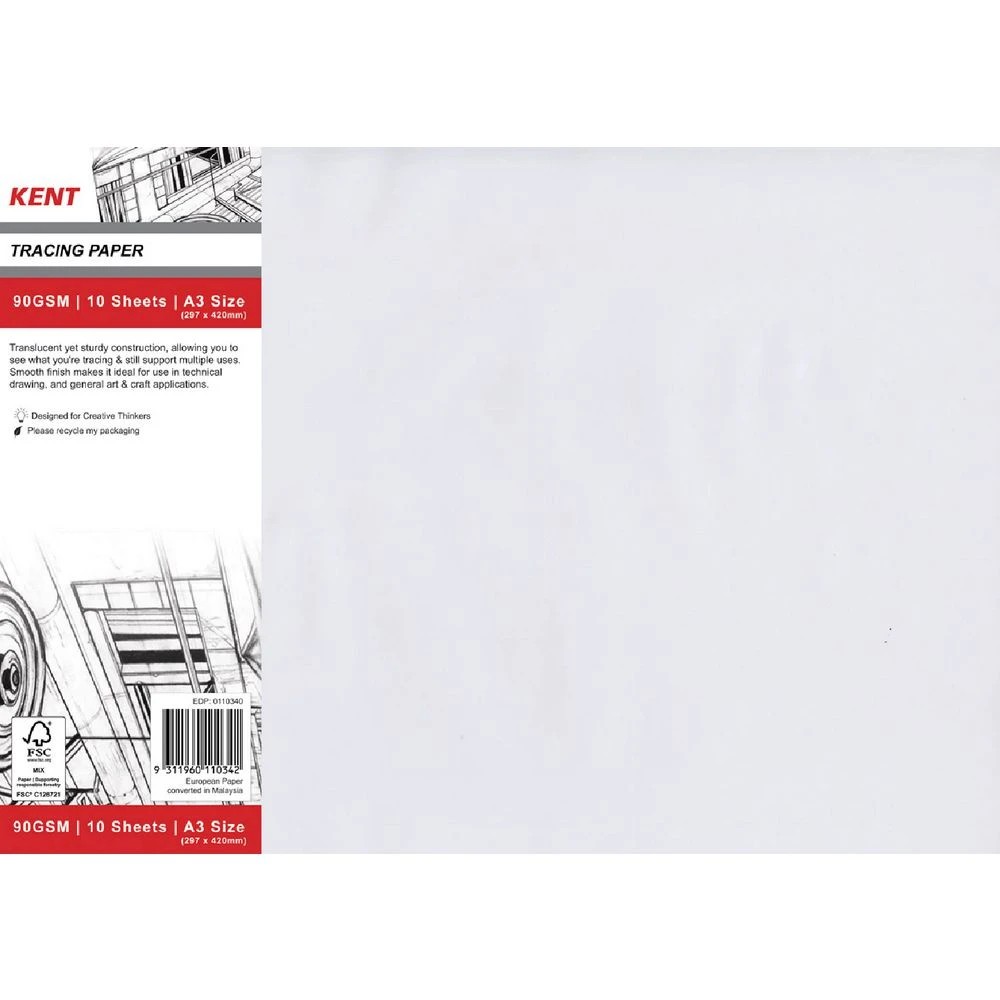 1 Kent A3 90gsm Tracing Paper Pack 10 Sheets, 1 of 1