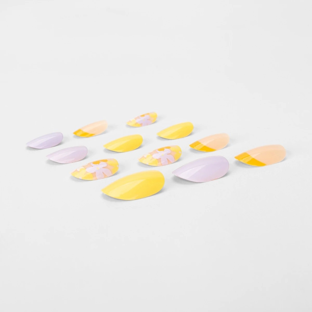 4 OXX Cosmetics 24 Pack False Nails with Adhesive - Oval Shape, Yellow and Lilac Blooms, 4 of 5