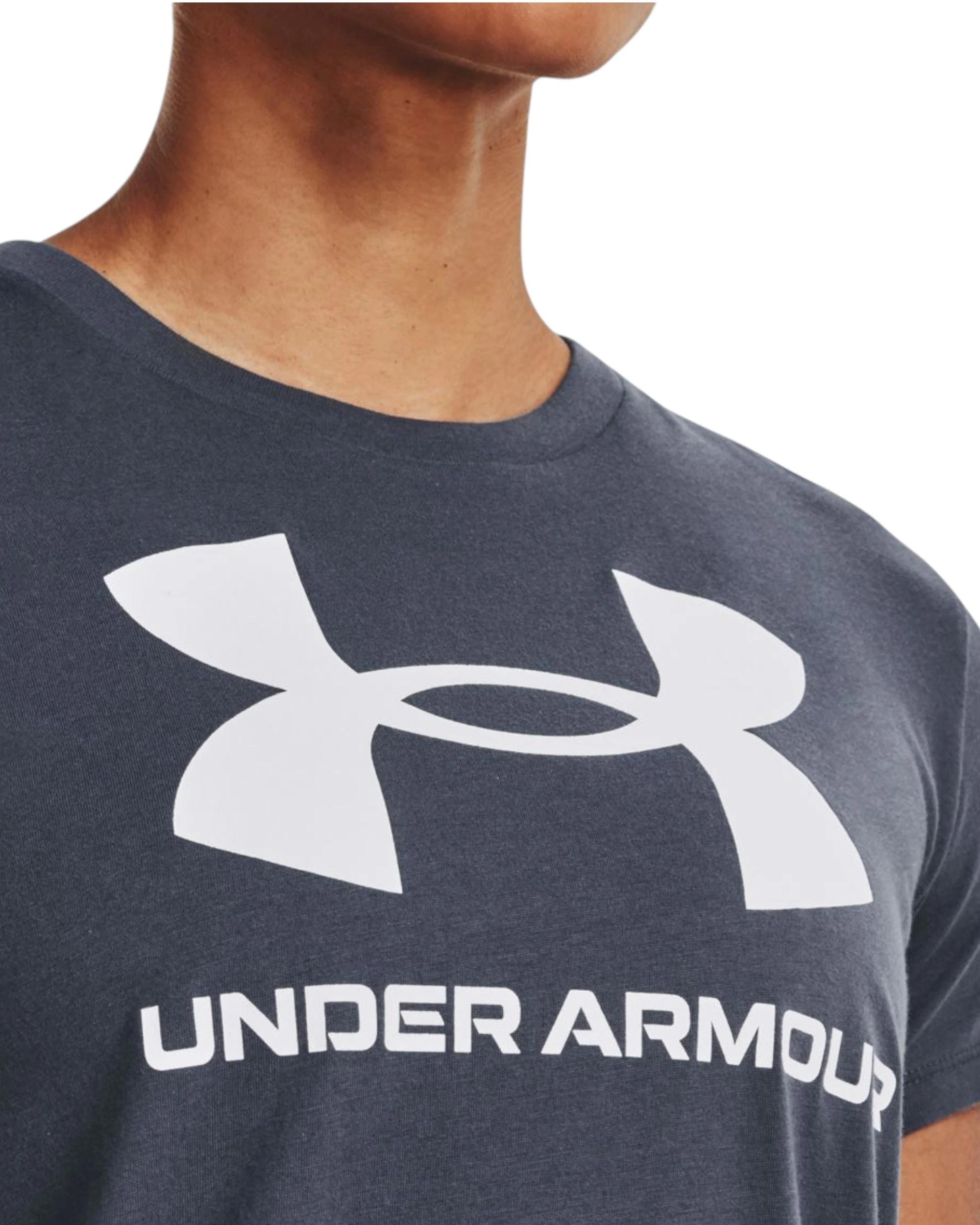 6 Under Armour Womens Sport Style Logo Short Sleeve Charcoal Shirt CHARCOAL, 6 of 6